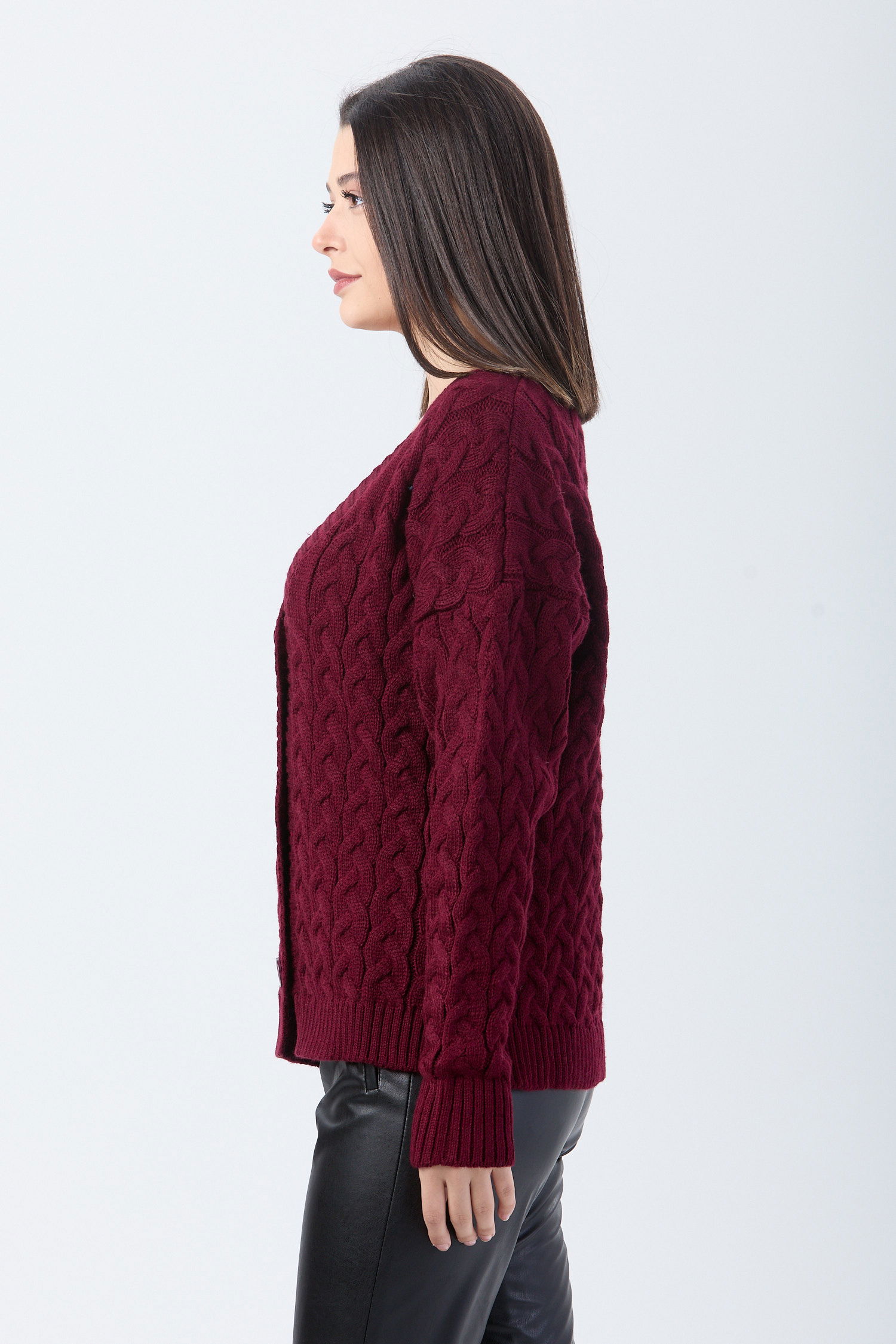 24033-BORDO Triko Hırka - 3