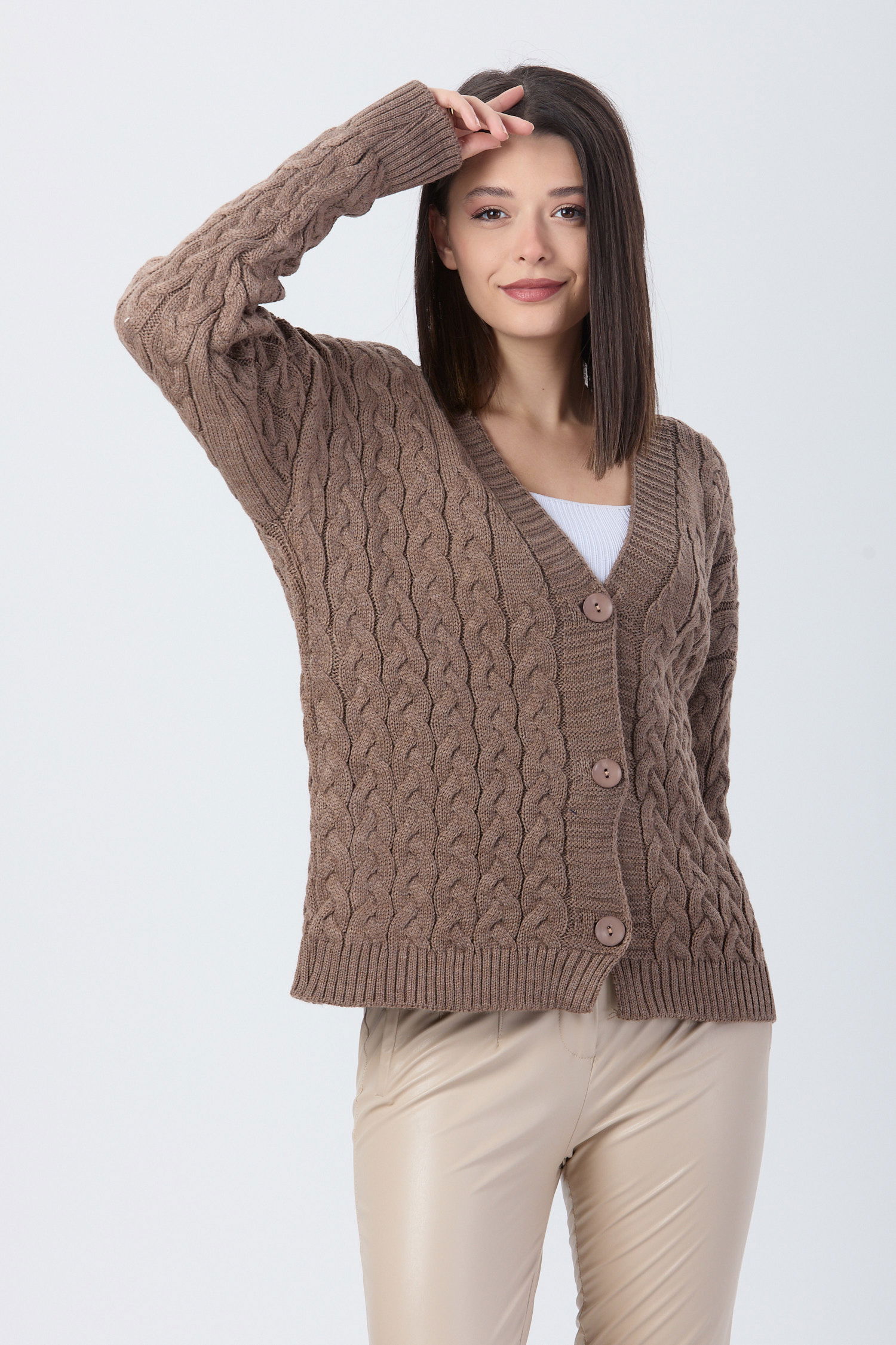 Triko Hırka Vizon - 24033 - 4