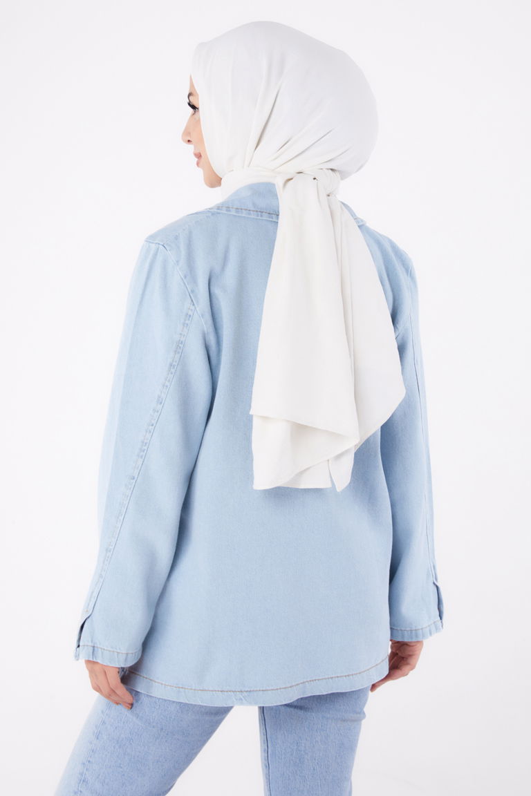 24049-BUZ-MAVI-KAR Kruvaze Kot Ceket - TOFİSA