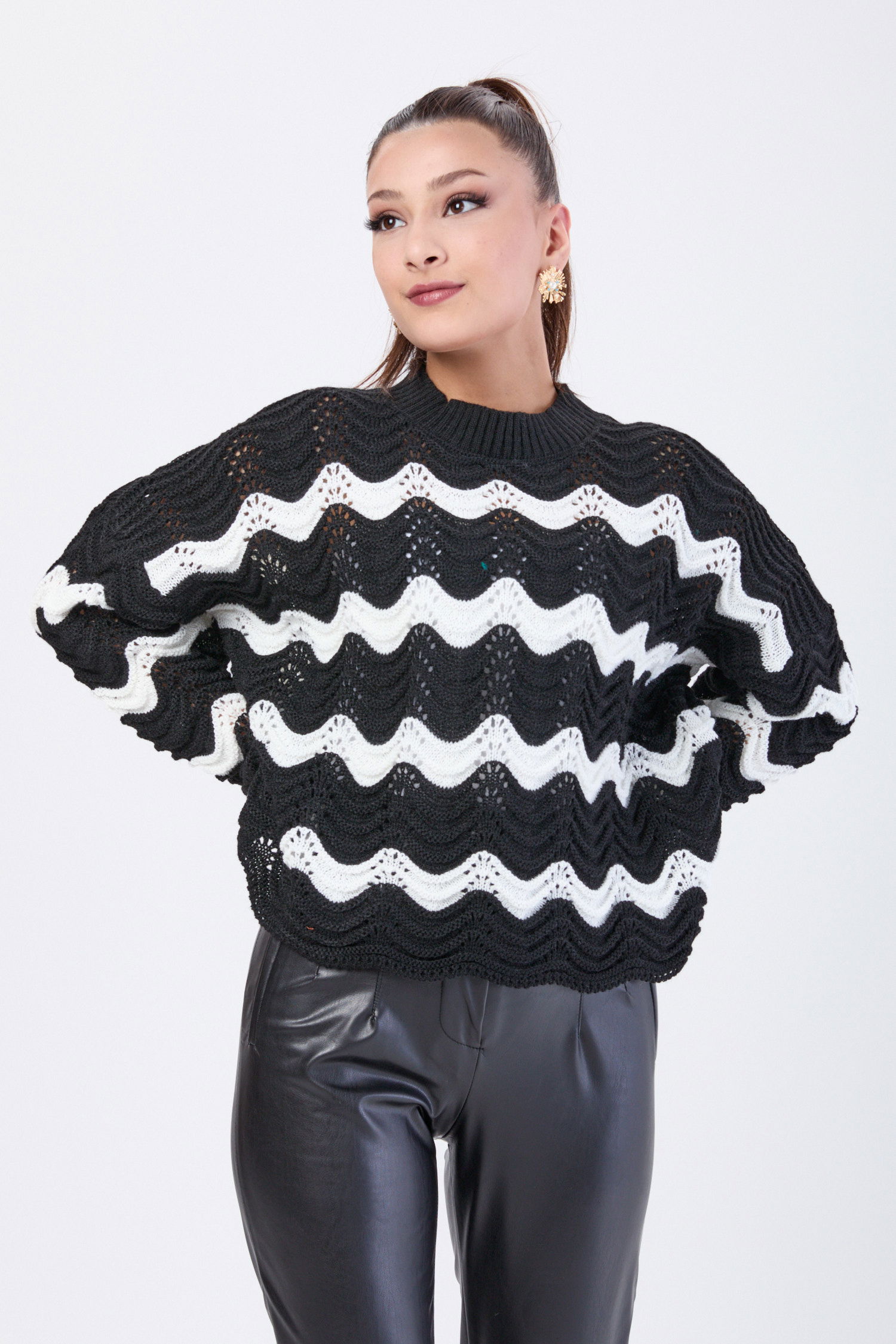 24064-SIYAH Triko Kazak - 1