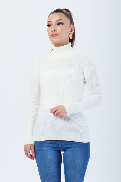 24105-BEYAZ Boğazlı Triko Body 