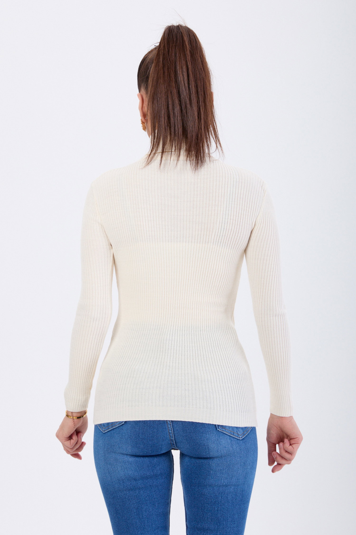 24105-KREM Boğazlı Triko Body - 3