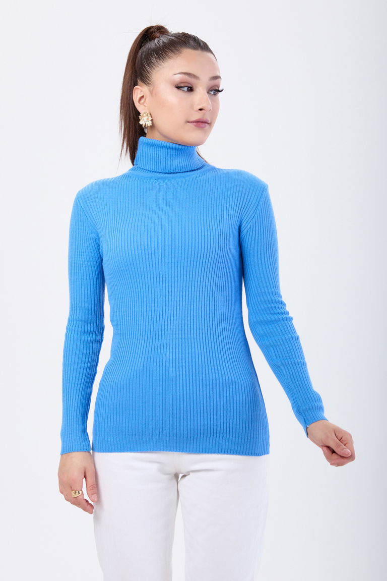 24105-MAVI Boğazlı Triko Body - TOFİSA