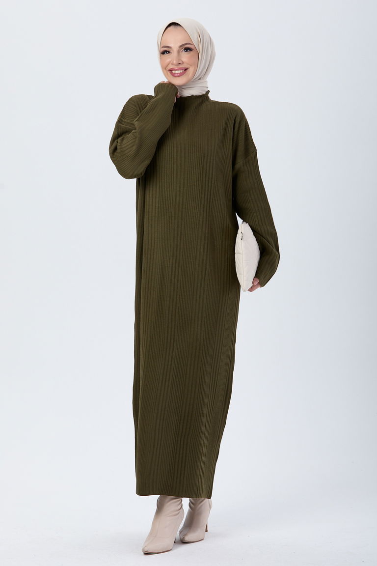 24119-HAKI Triko Elbise - TOFİSA