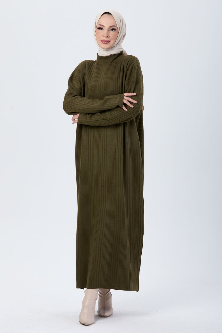 24119-HAKI Triko Elbise - TOFİSA