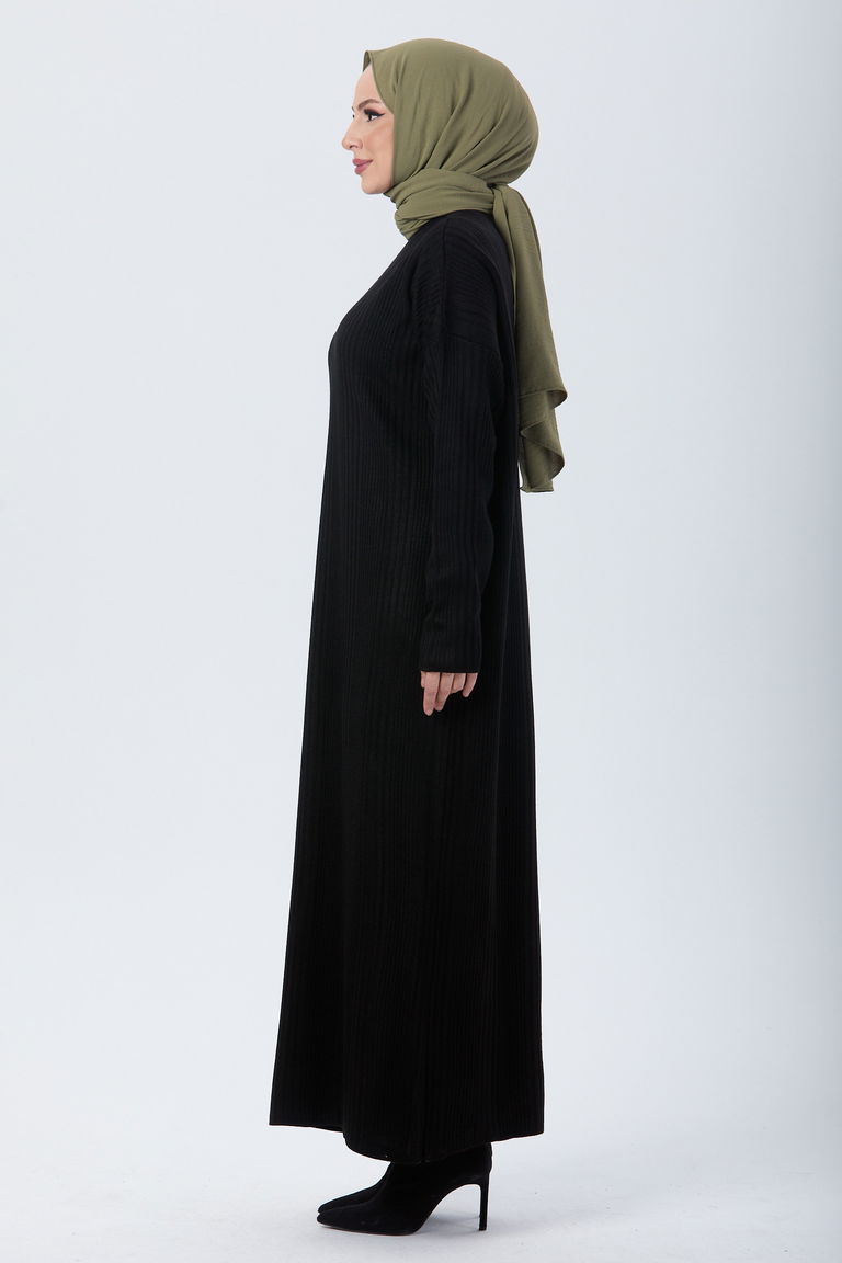 24119-SIYAH Triko Elbise - TOFİSA