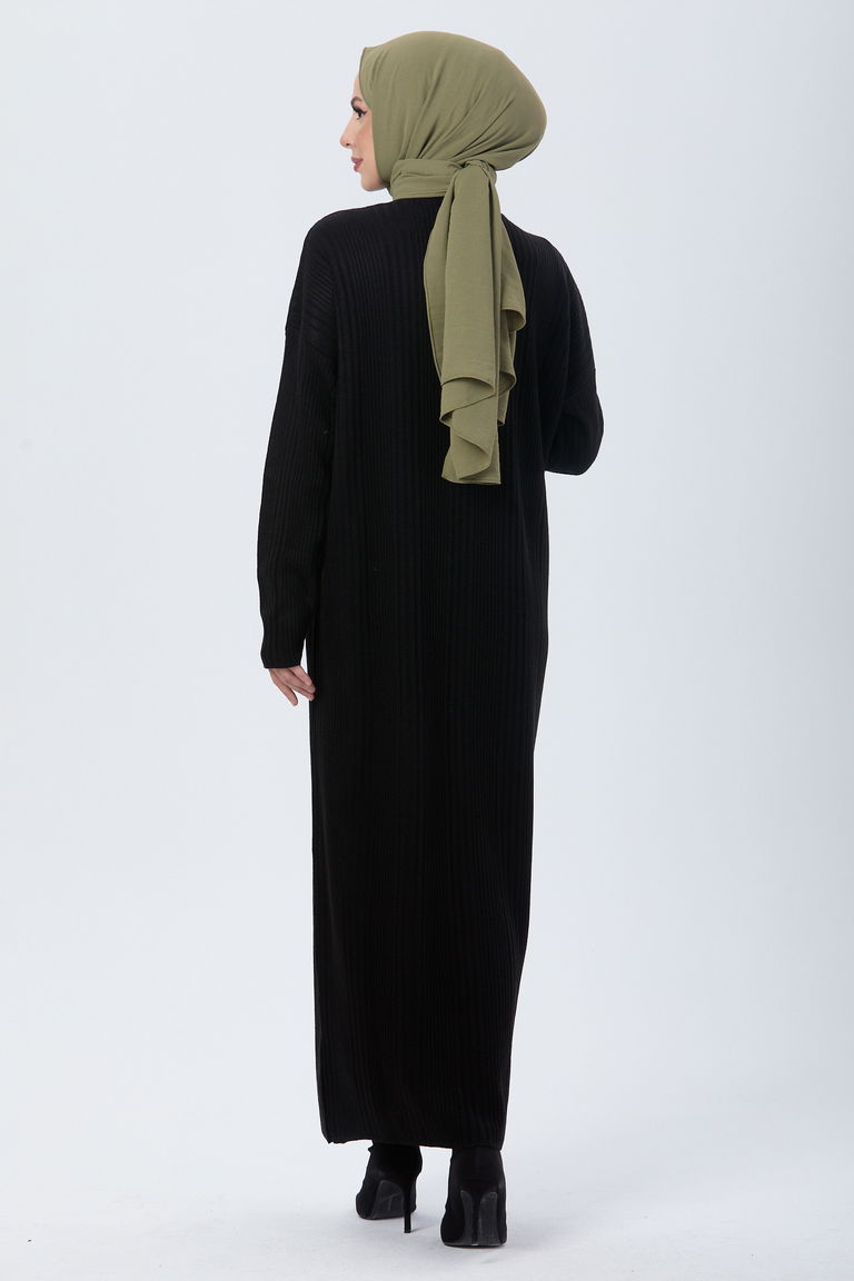 24119-SIYAH Triko Elbise - TOFİSA