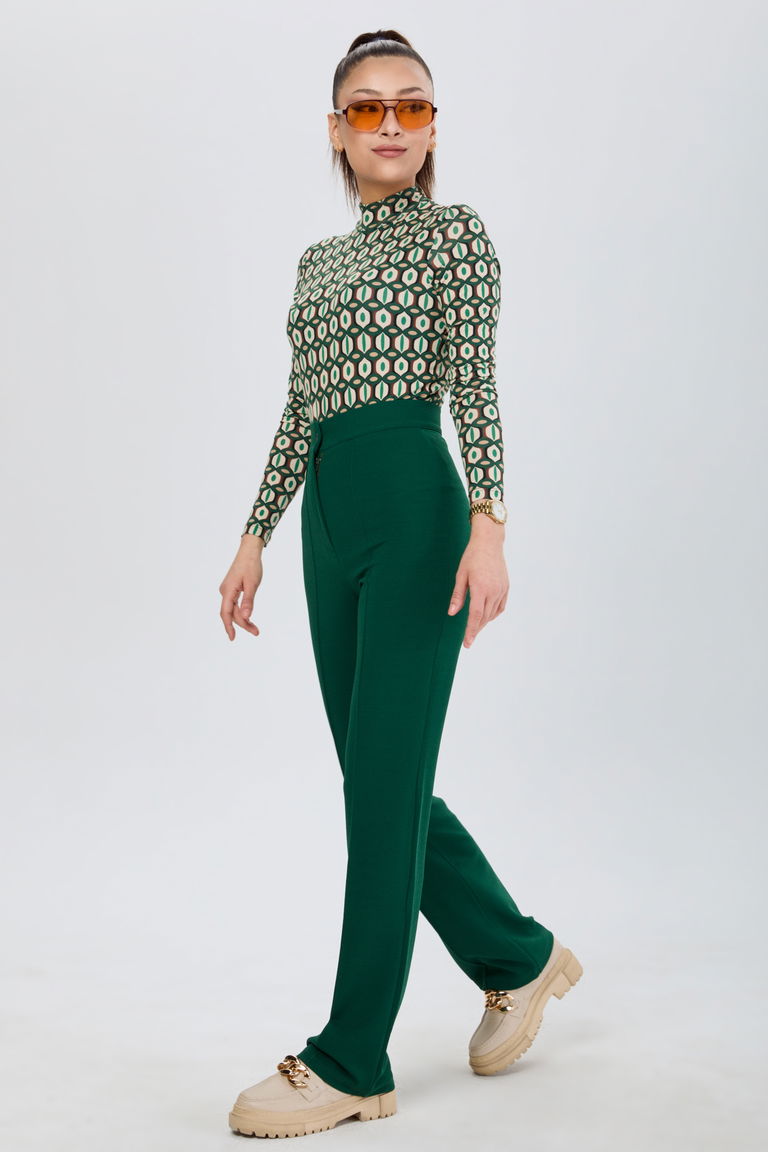 24127-ZUMRUT Yüksek Bel Bol Paça Pantolon - TOFİSA