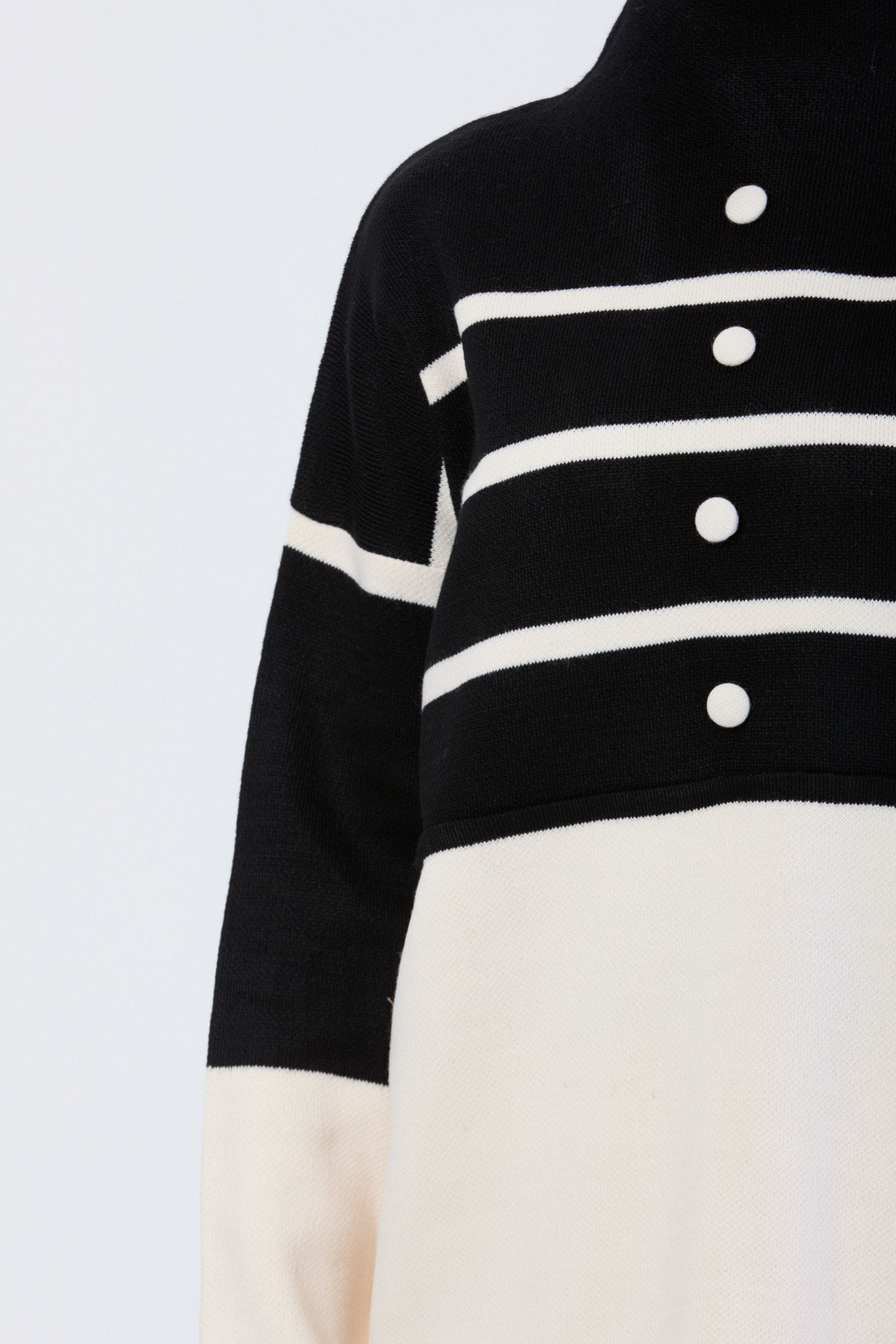 24131-SIYAH Çizgi Desenli Triko Takım - 5