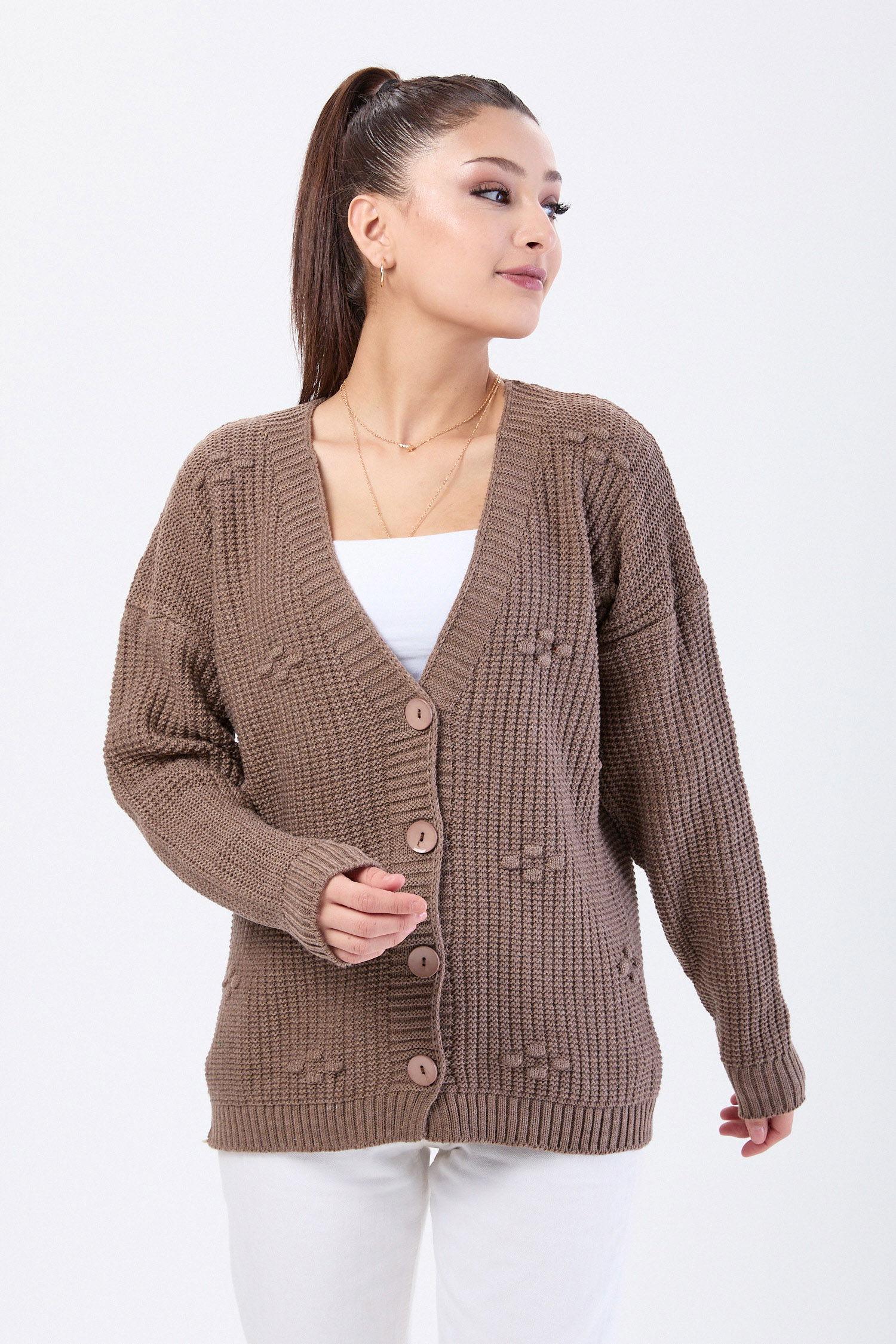 Triko Hırka Kahve - 24145 - 2