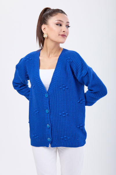 Triko Hırka Saks - 24145 