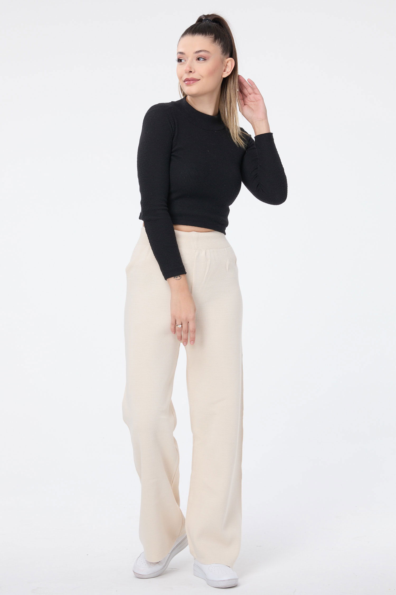 24160-KREM Triko Pantolon - 2