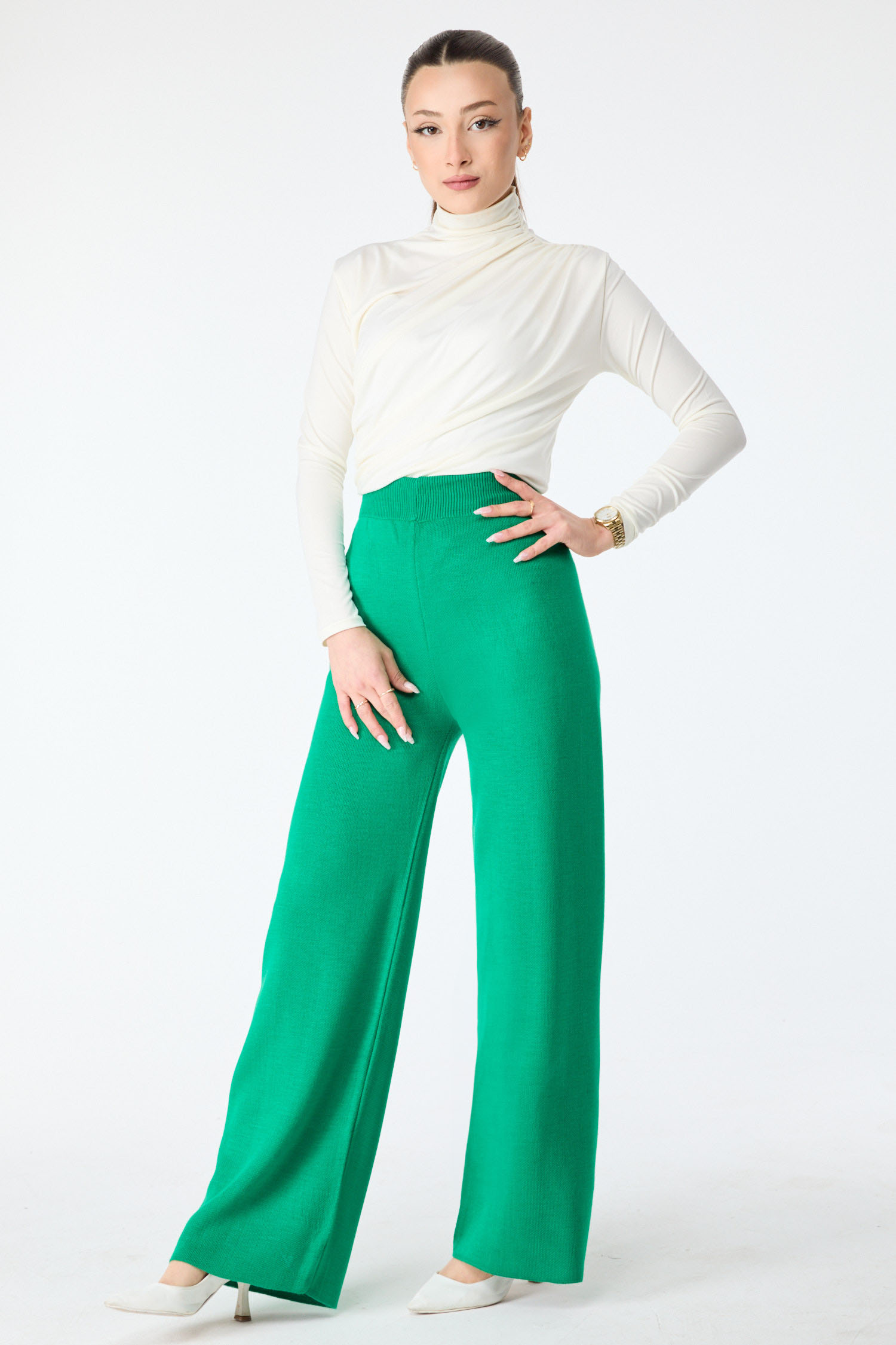 24160-YESIL Triko Pantolon - 1