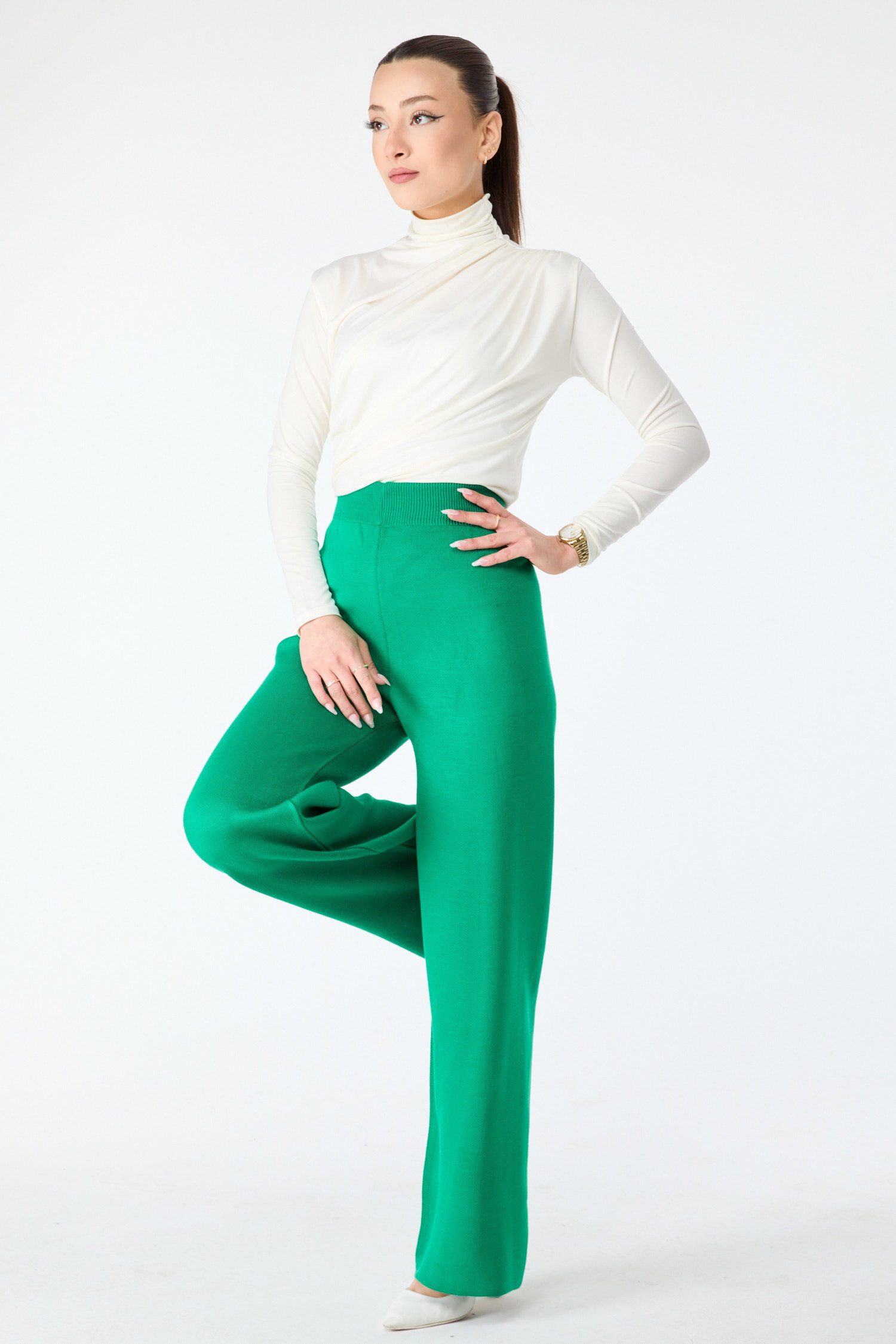 24160-YESIL Triko Pantolon - 2