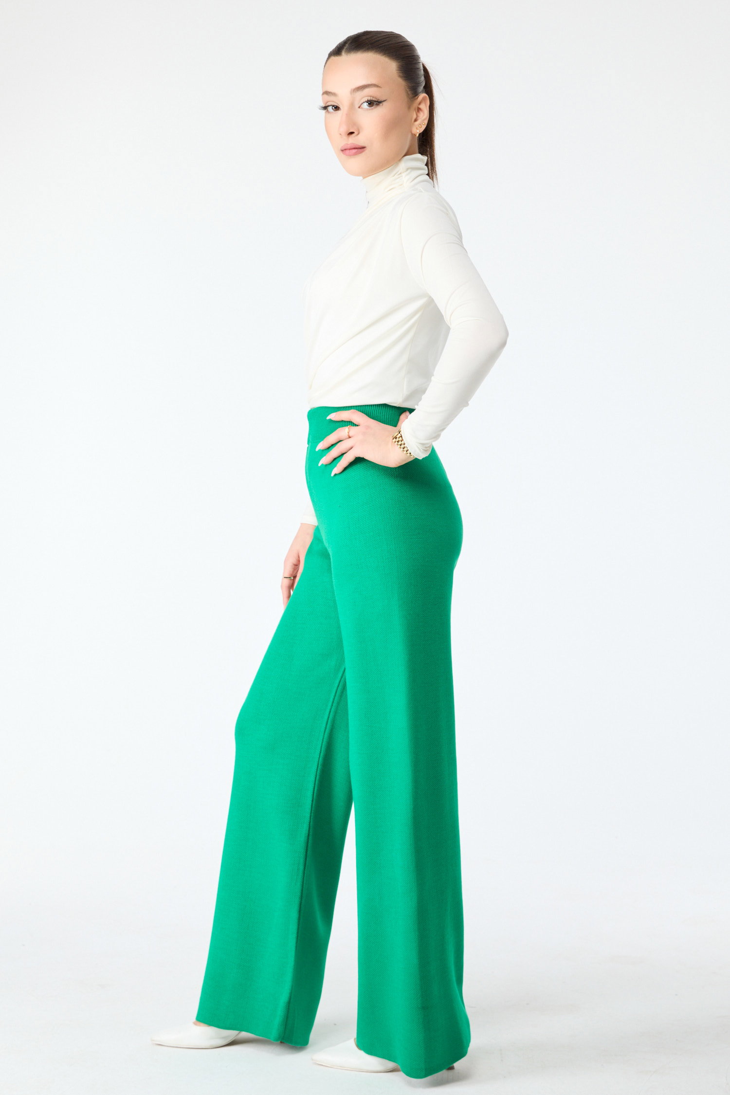 24160-YESIL Triko Pantolon - 3