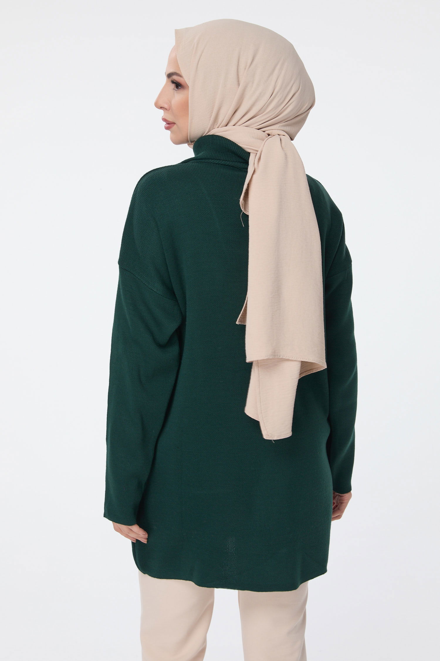 24211-ZUMRUT Yakası Fermuarlı Triko Tunik - 4