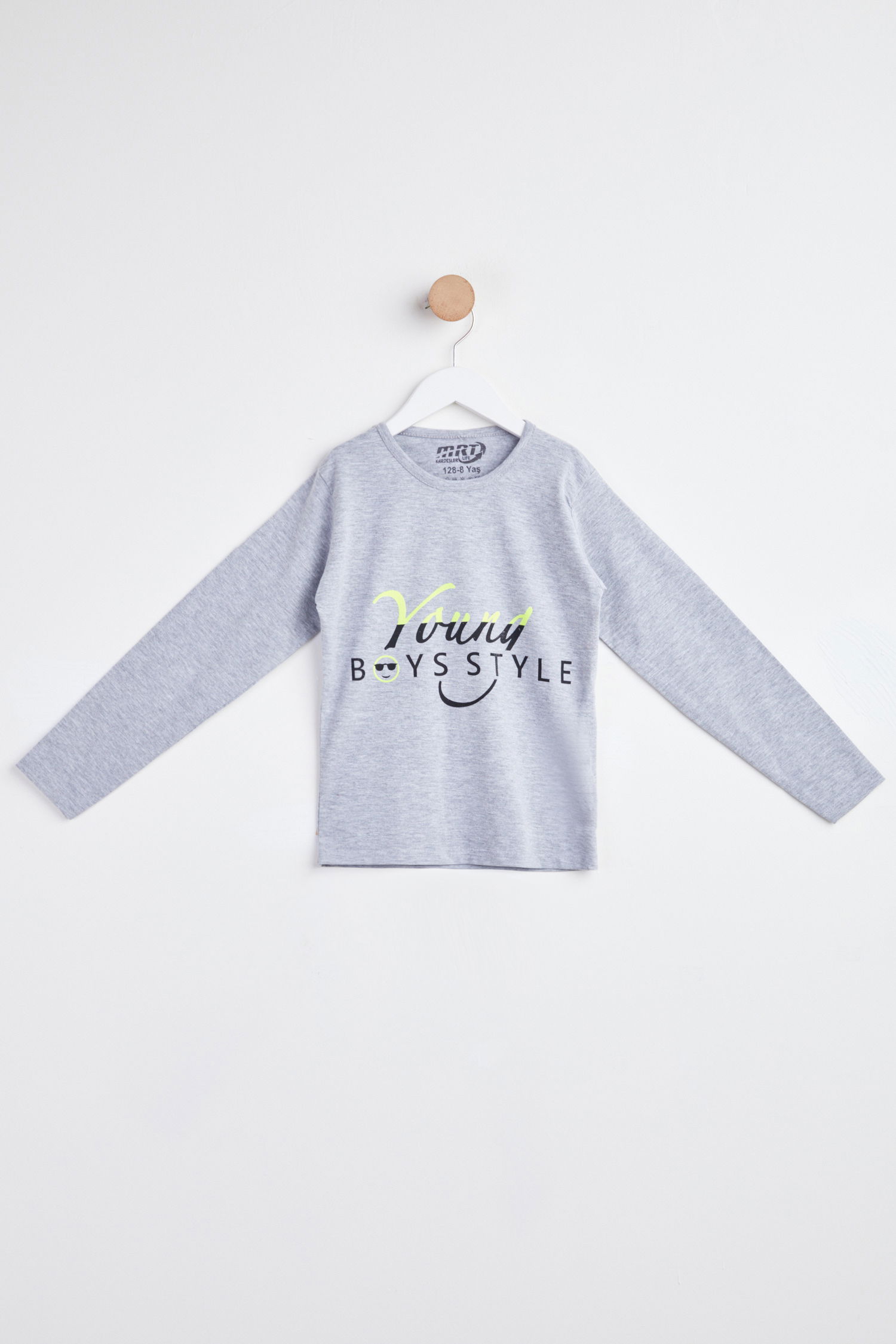24267-GRI Uzun Kol Baskılı Çocuk sweatshirt - 1