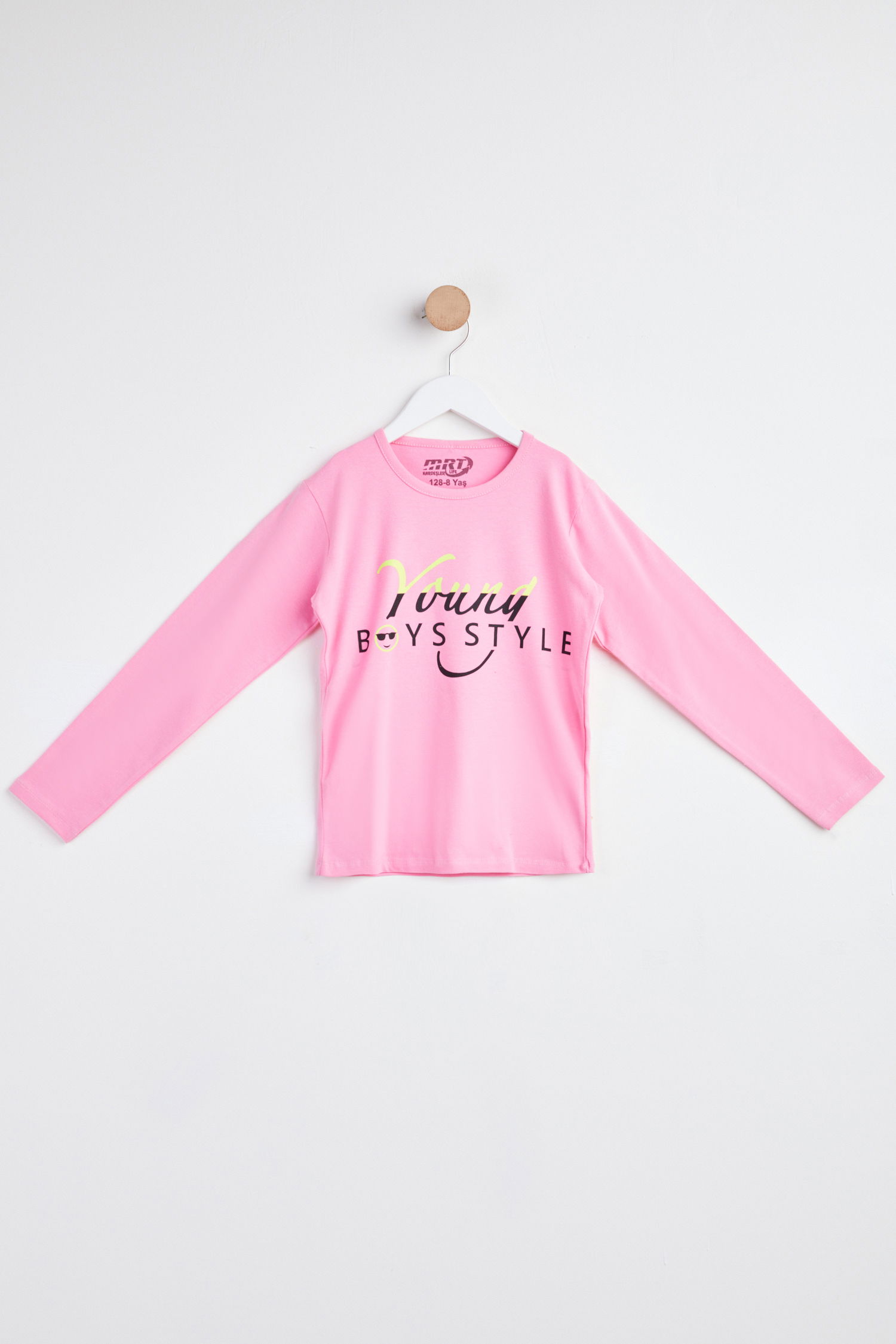 24267-PEMBE Uzun Kol Baskılı Çocuk sweatshirt - 1