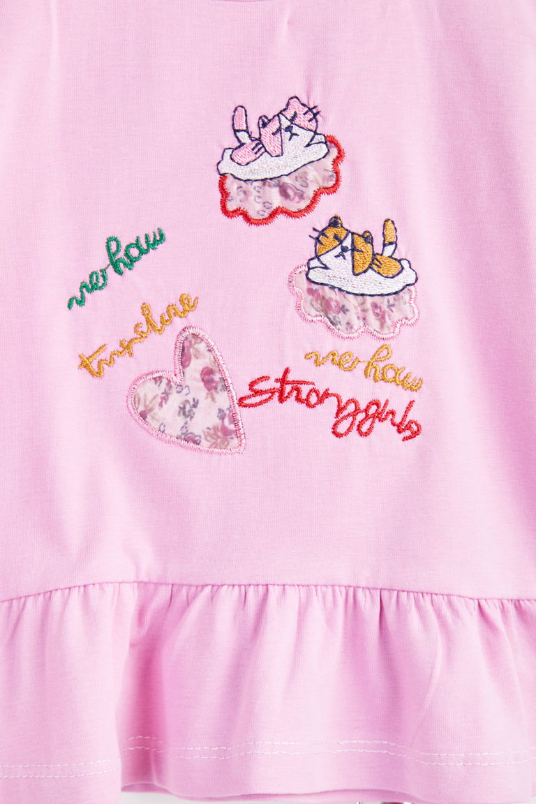 24288-LILA Nakışlı Çocuk Takımı - TOFİSA