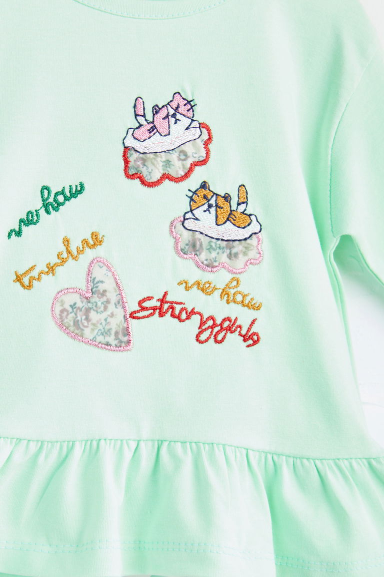 24288-MINT Nakışlı Çocuk Takımı - TOFİSA