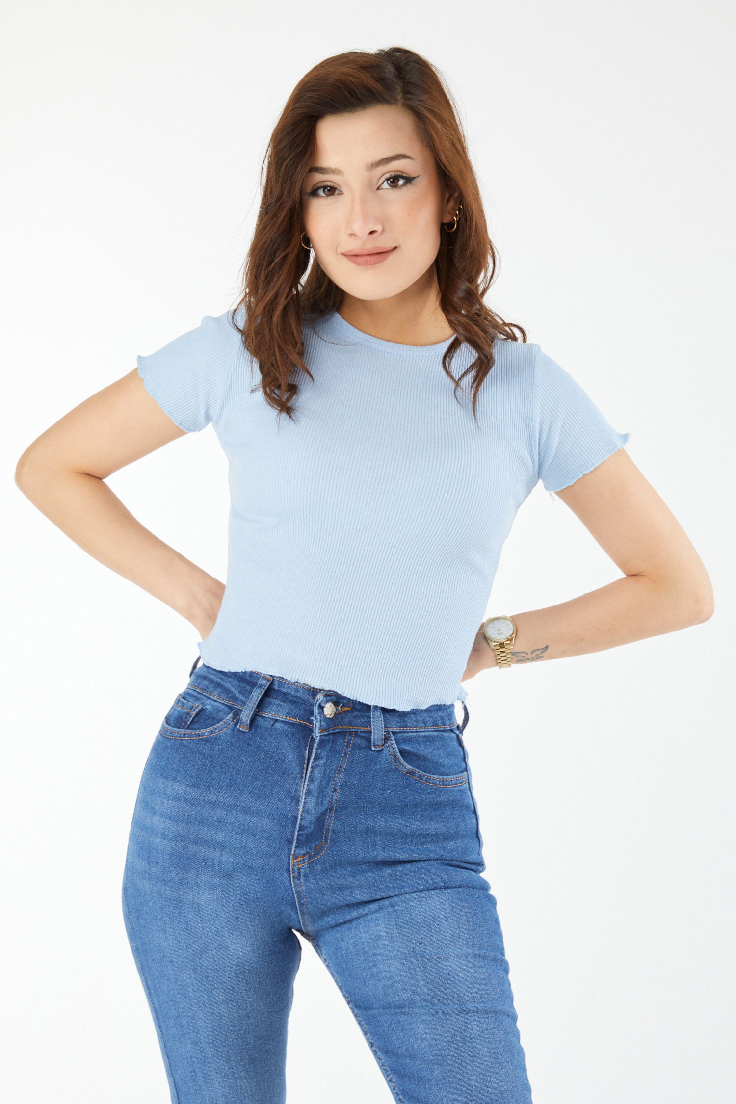 Kısa Kollu Bluz Bebe Mavi - 24437 - 1