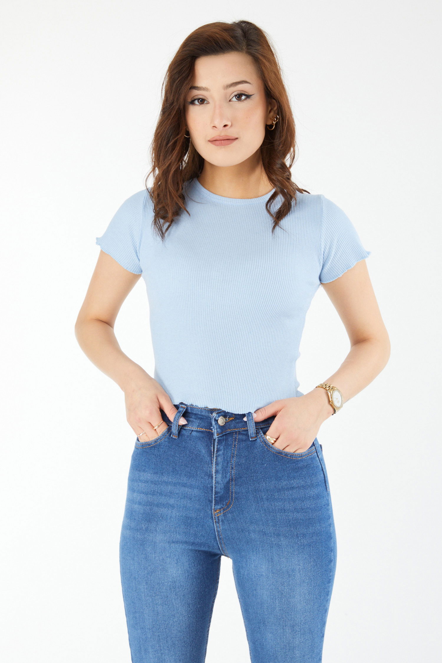 Kısa Kollu Bluz Bebe Mavi - 24437 - 4