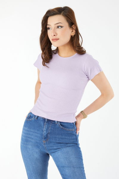 Kısa Kollu Bluz Lila - 24437 