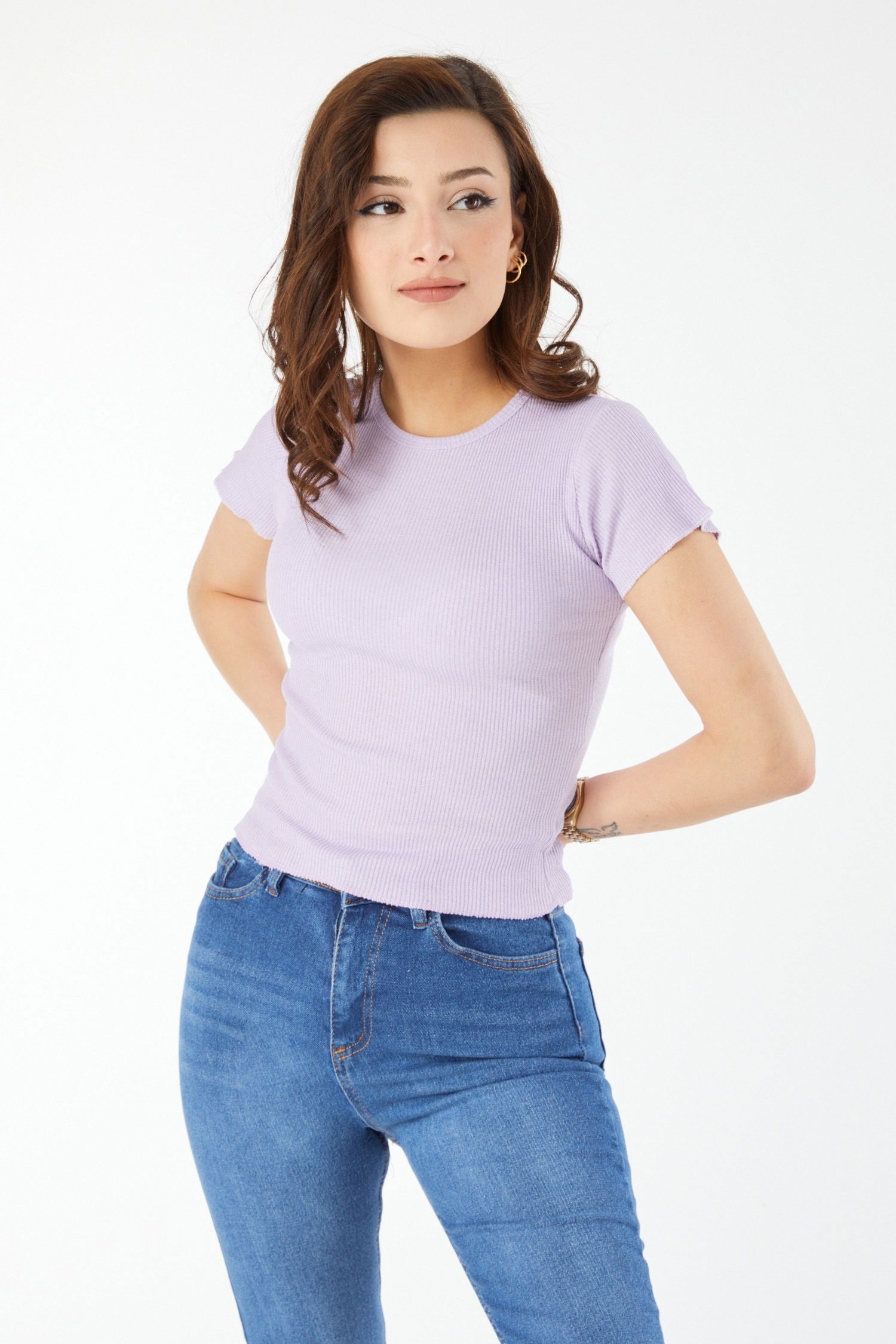 Kısa Kollu Bluz Lila - 24437 - 4