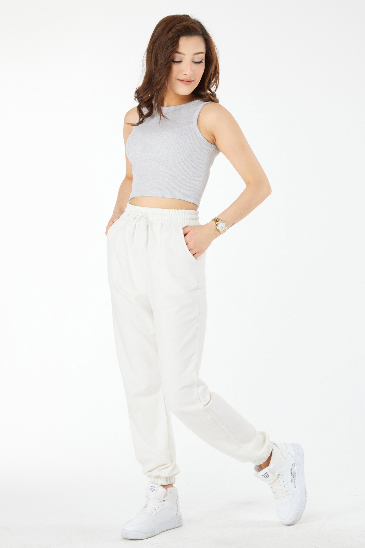 Kısa Kollu Crop Gri - 24438 - 1