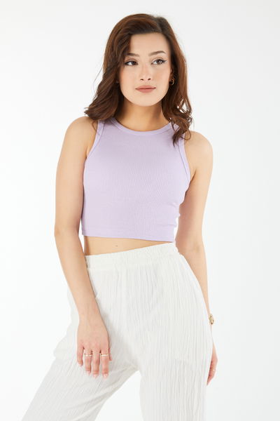 Kısa Kollu Crop Lila - 24438 