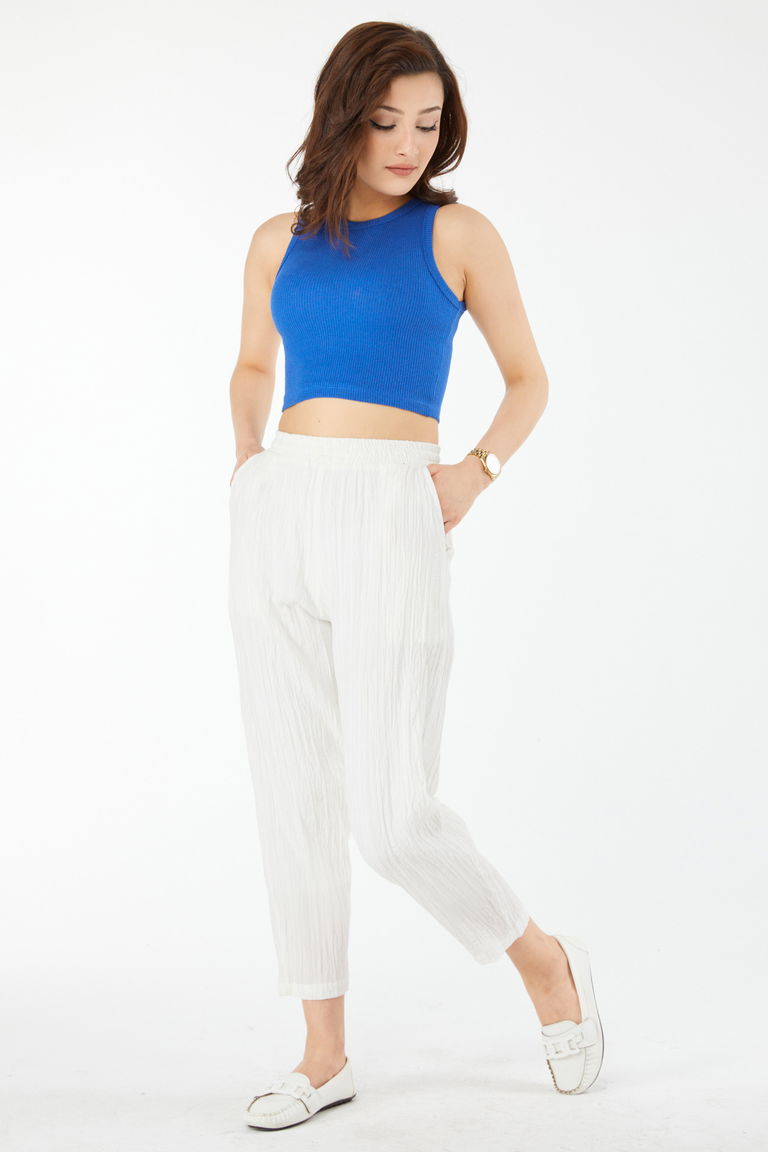 Kısa Kollu Crop Saks - 24438 - TOFİSA