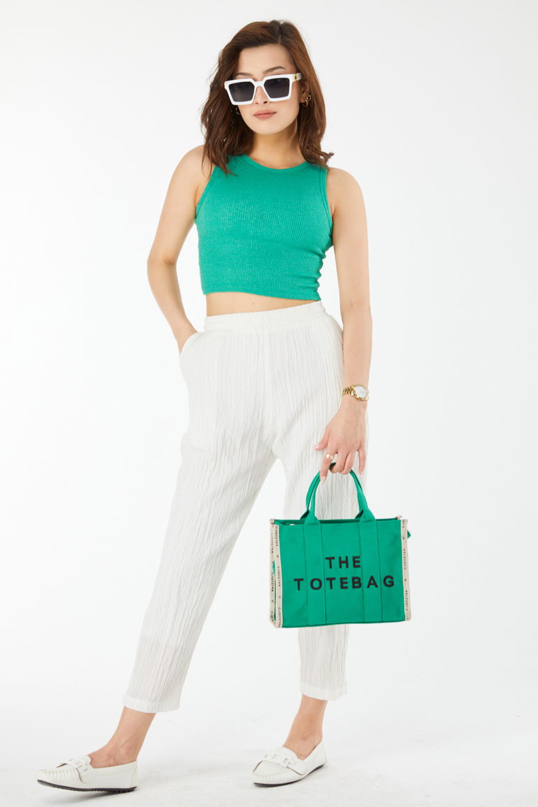 Kısa Kollu Crop Yesil - 24438 - TOFİSA