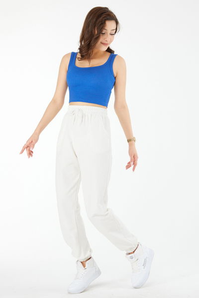 24439-SAKS Kare Yaka Kısa Kollu Crop 