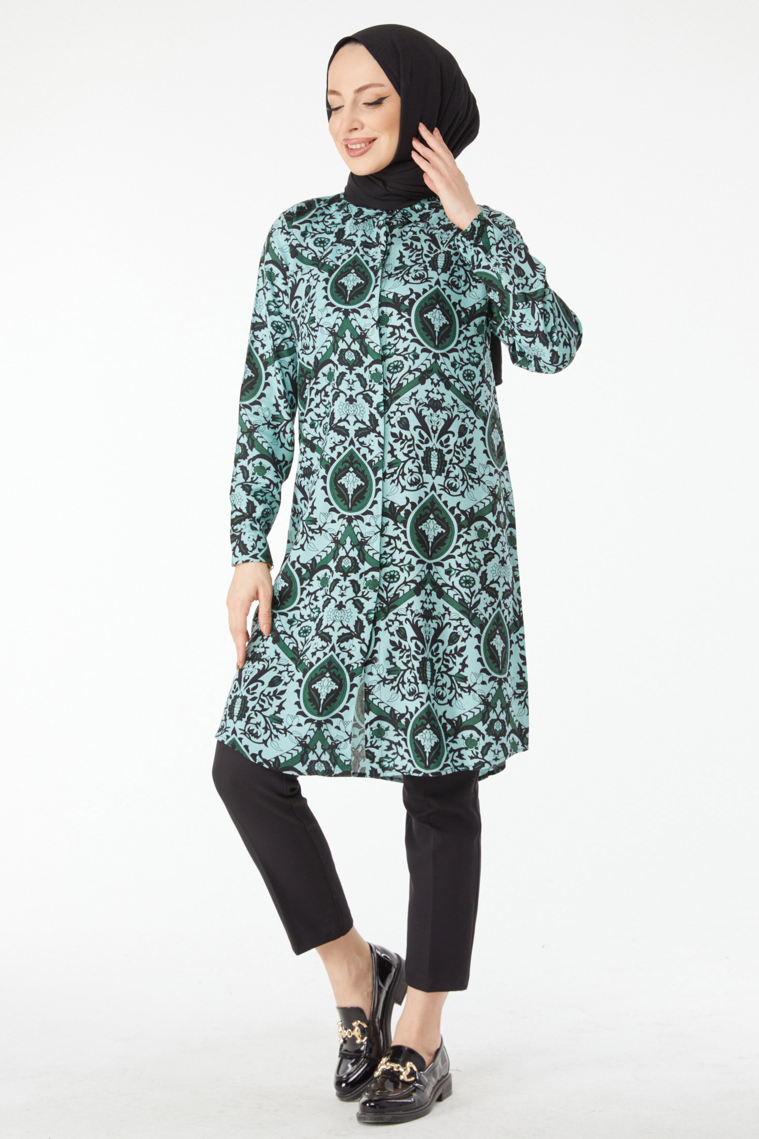 Desenli Tunik Mint - 24502 - 1