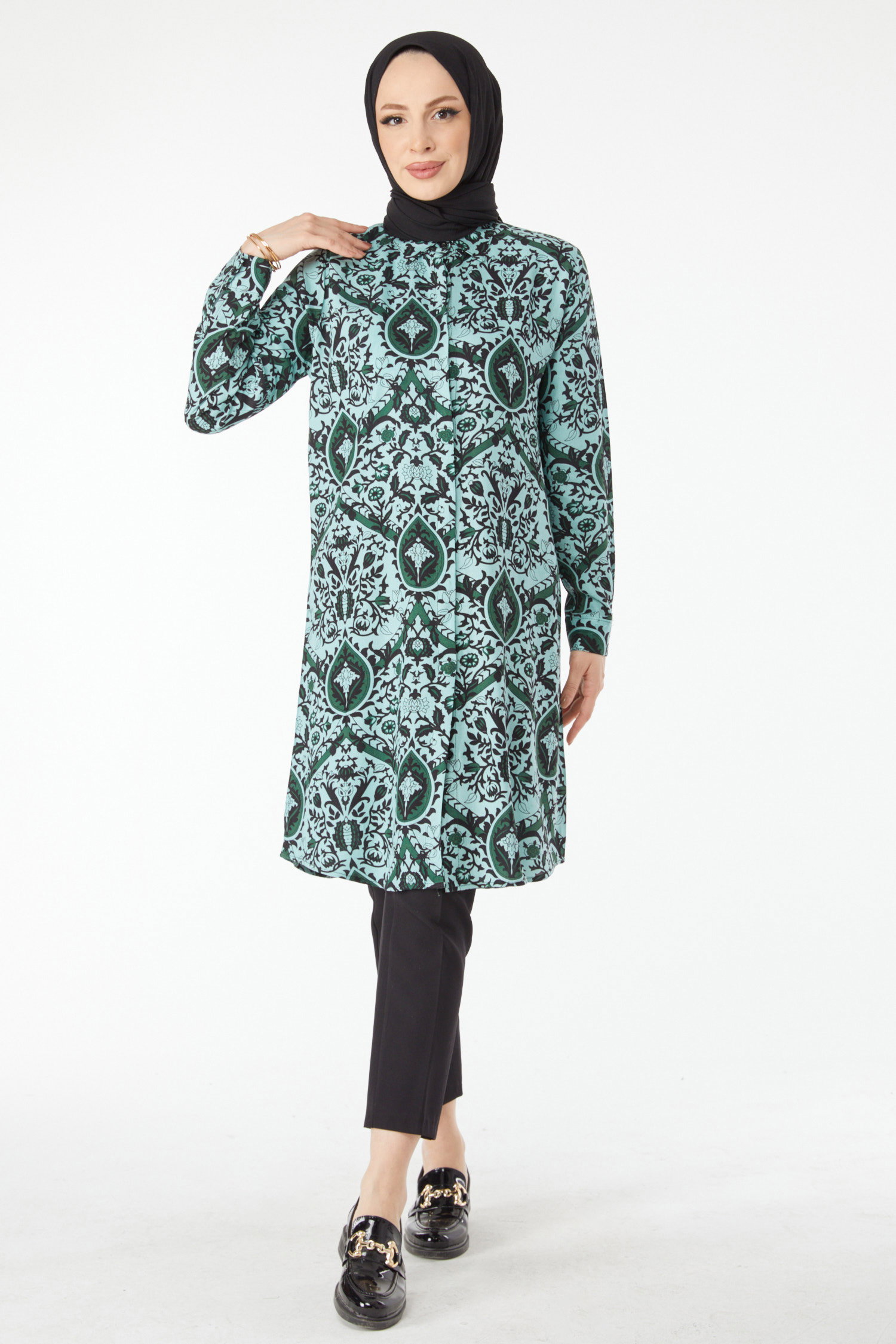 Desenli Tunik Mint - 24502 - 2