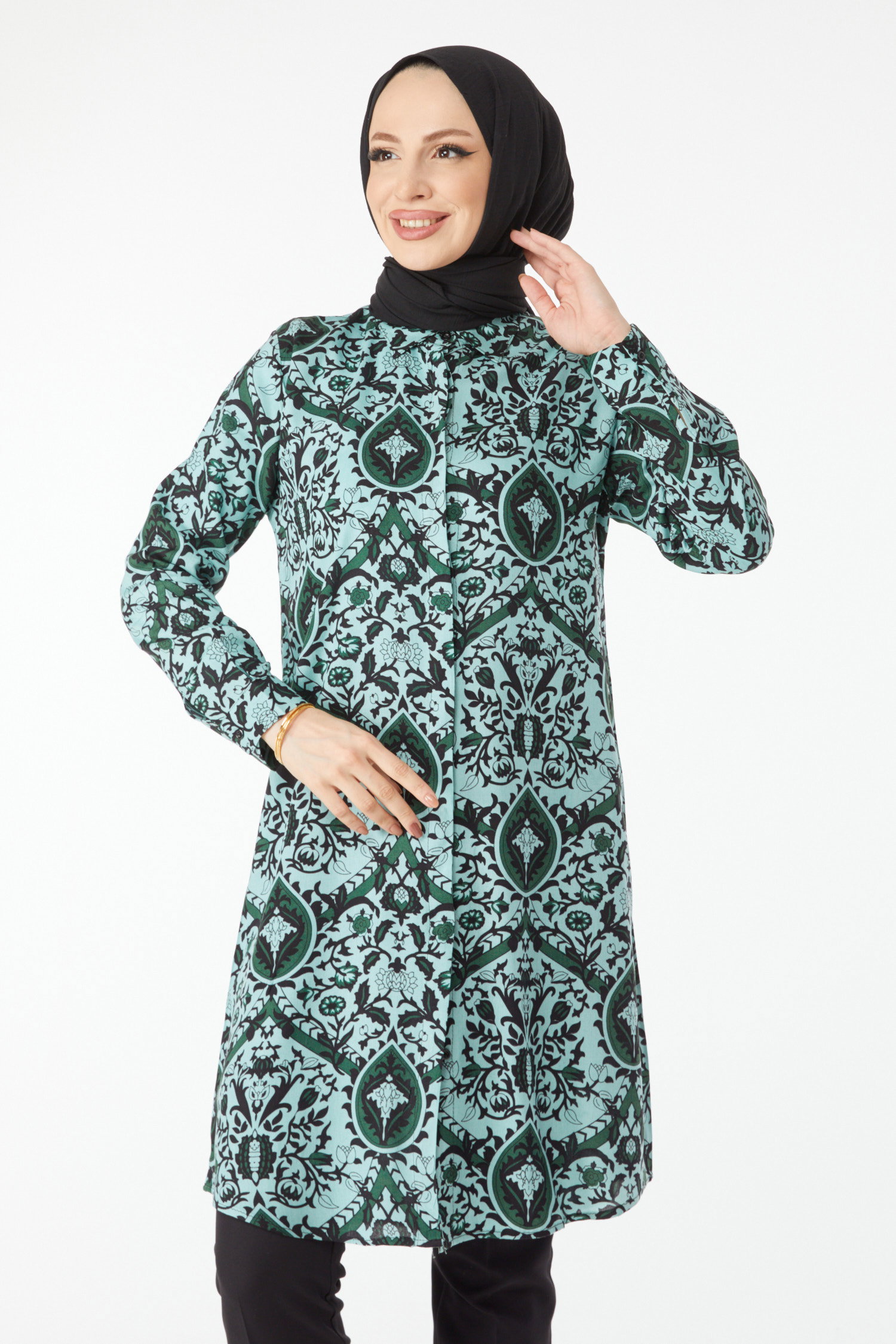 Desenli Tunik Mint - 24502 - 4