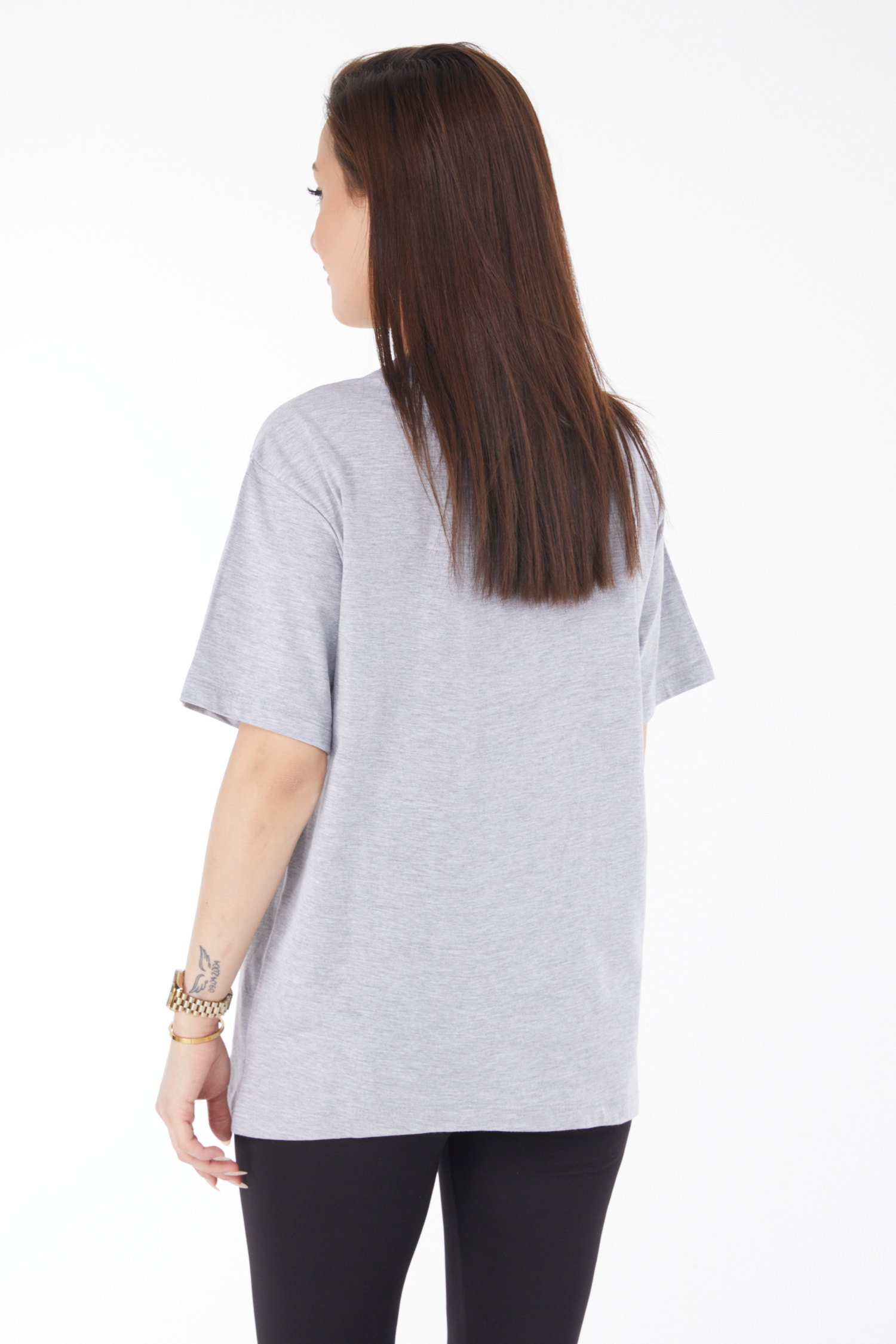 Kısa Kollu Baskılı T-shirt Gri - 24629 - 5