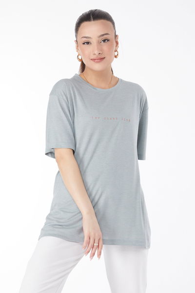Kısa Kollu Baskılı T-shirt Mint - 24630 