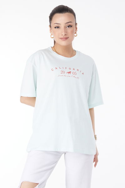 Kısa Kollu Baskılı T-shirt Mint - 24632 