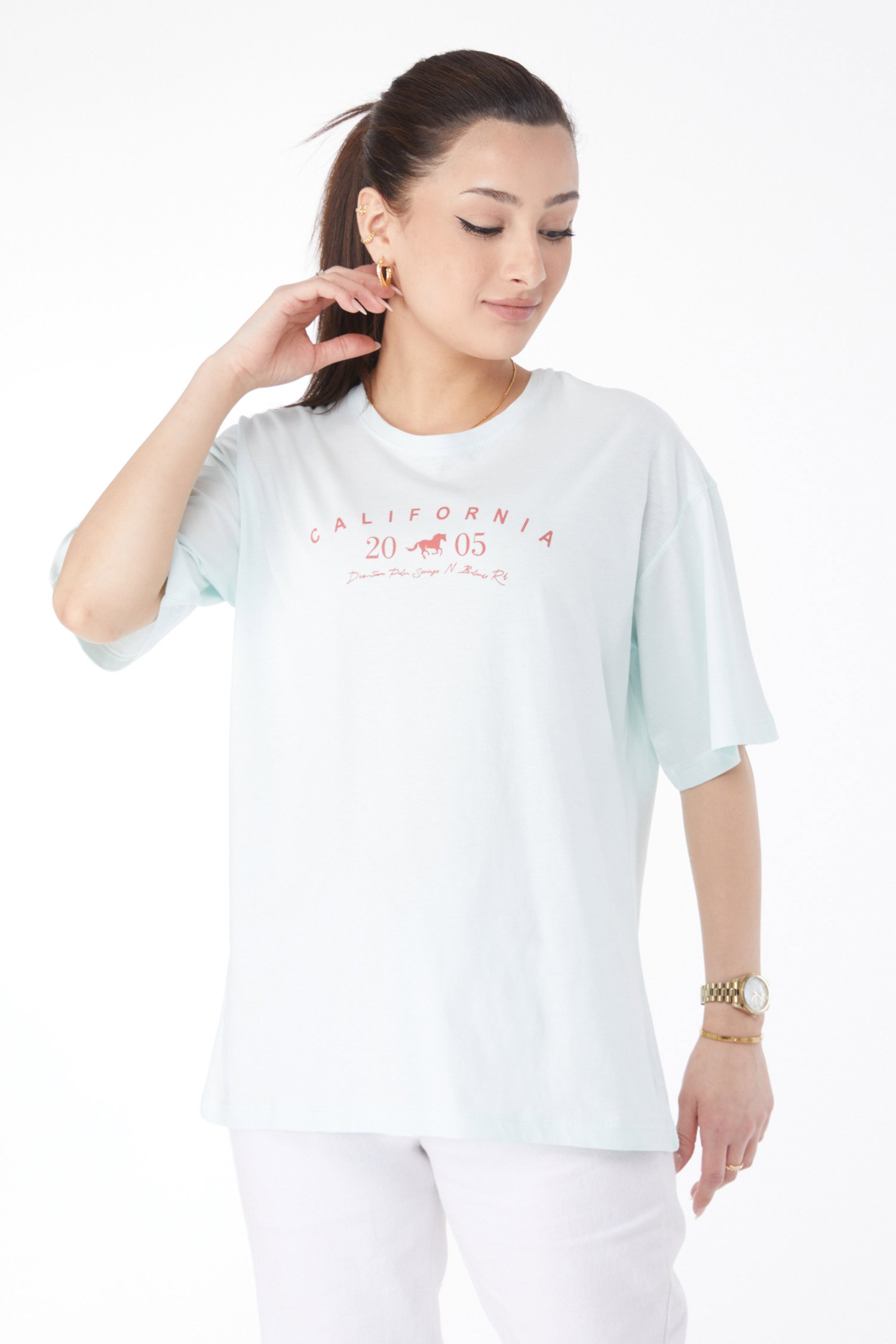 Kısa Kollu Baskılı T-shirt Mint - 24632 - 3