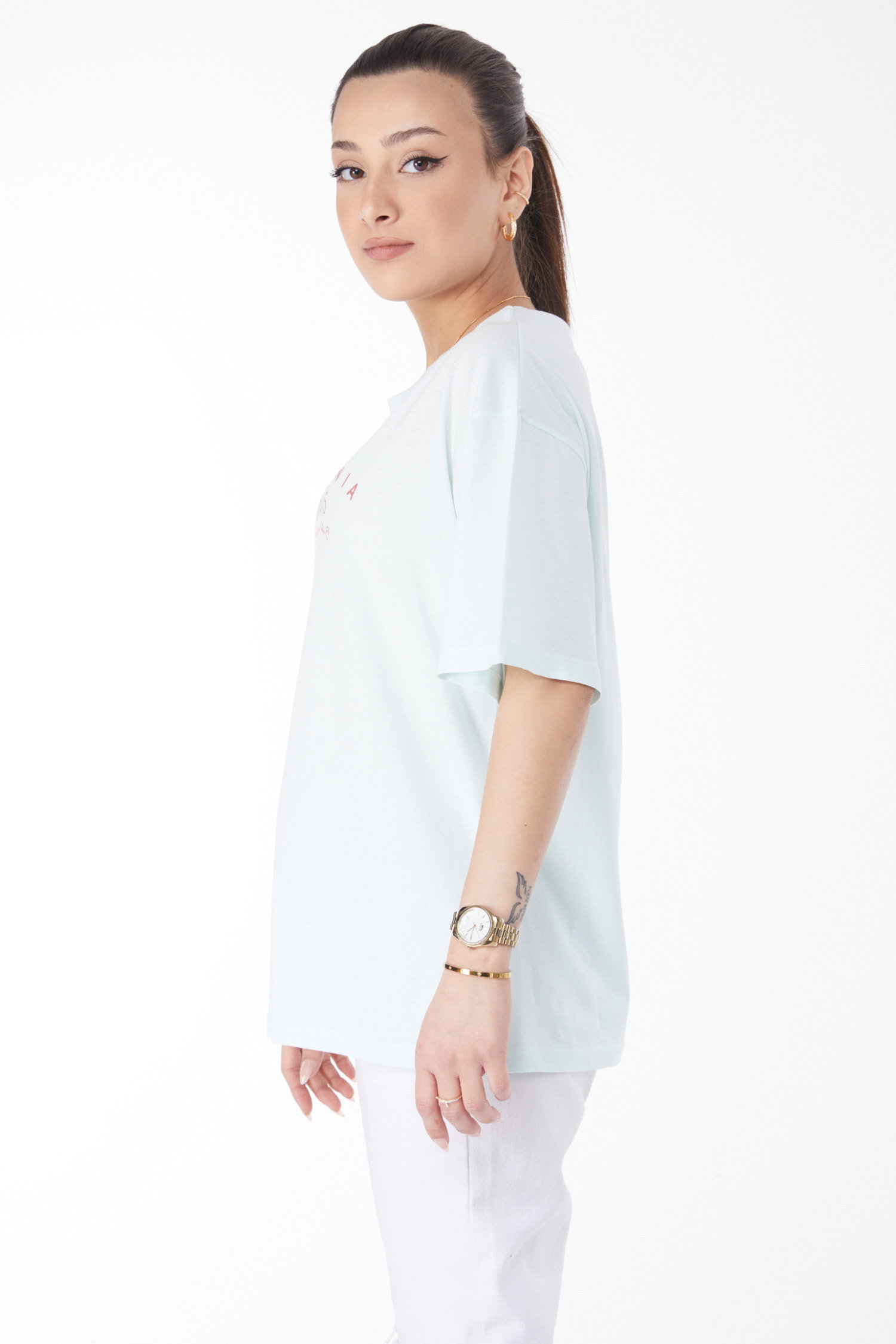 Kısa Kollu Baskılı T-shirt Mint - 24632 - 4