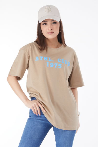 24644-VIZON Bisiklet Yaka Kısa Kollu Baskılı T-shirt 