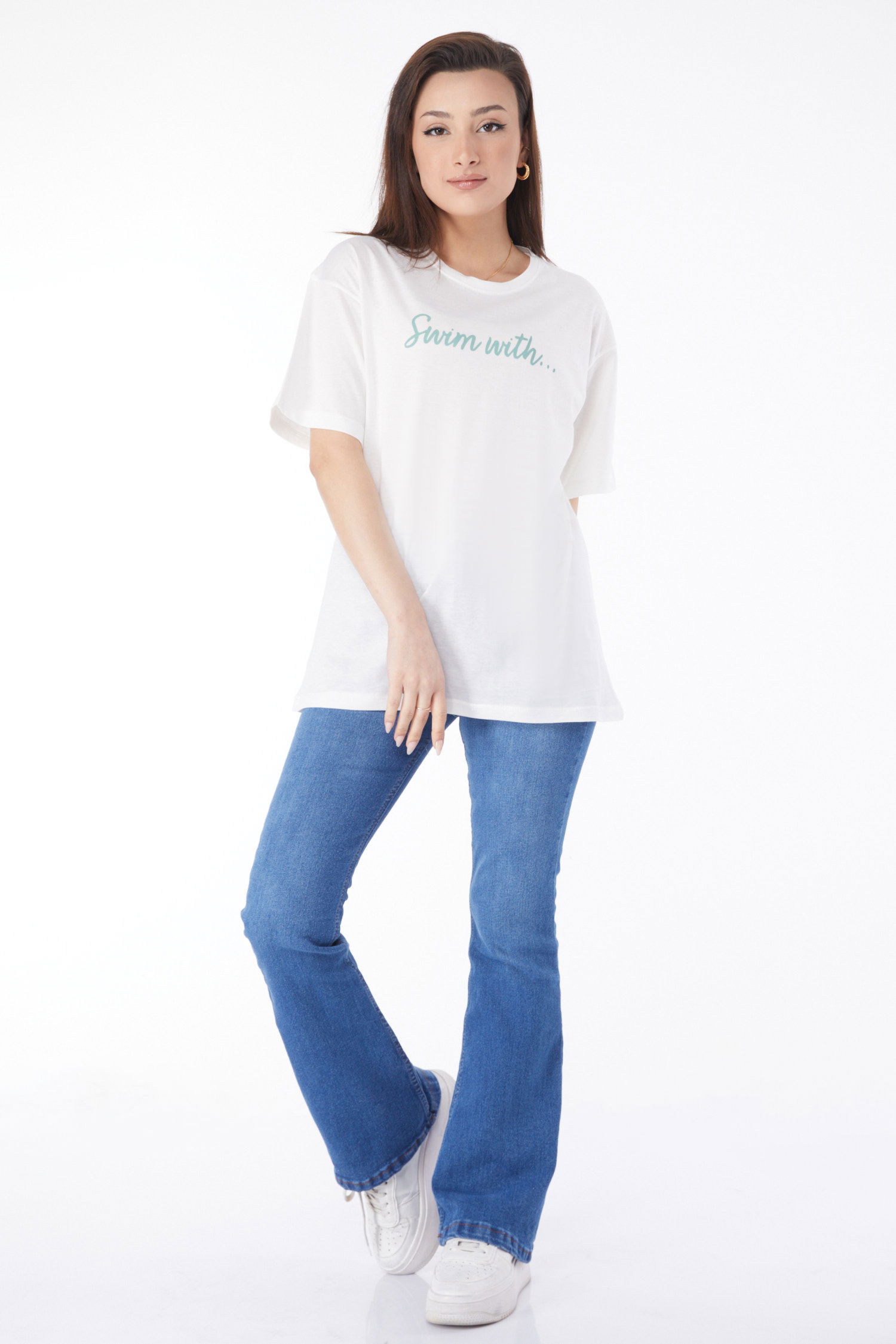 Kısa Kollu Baskılı T-shirt Ekru - 24650 - 7