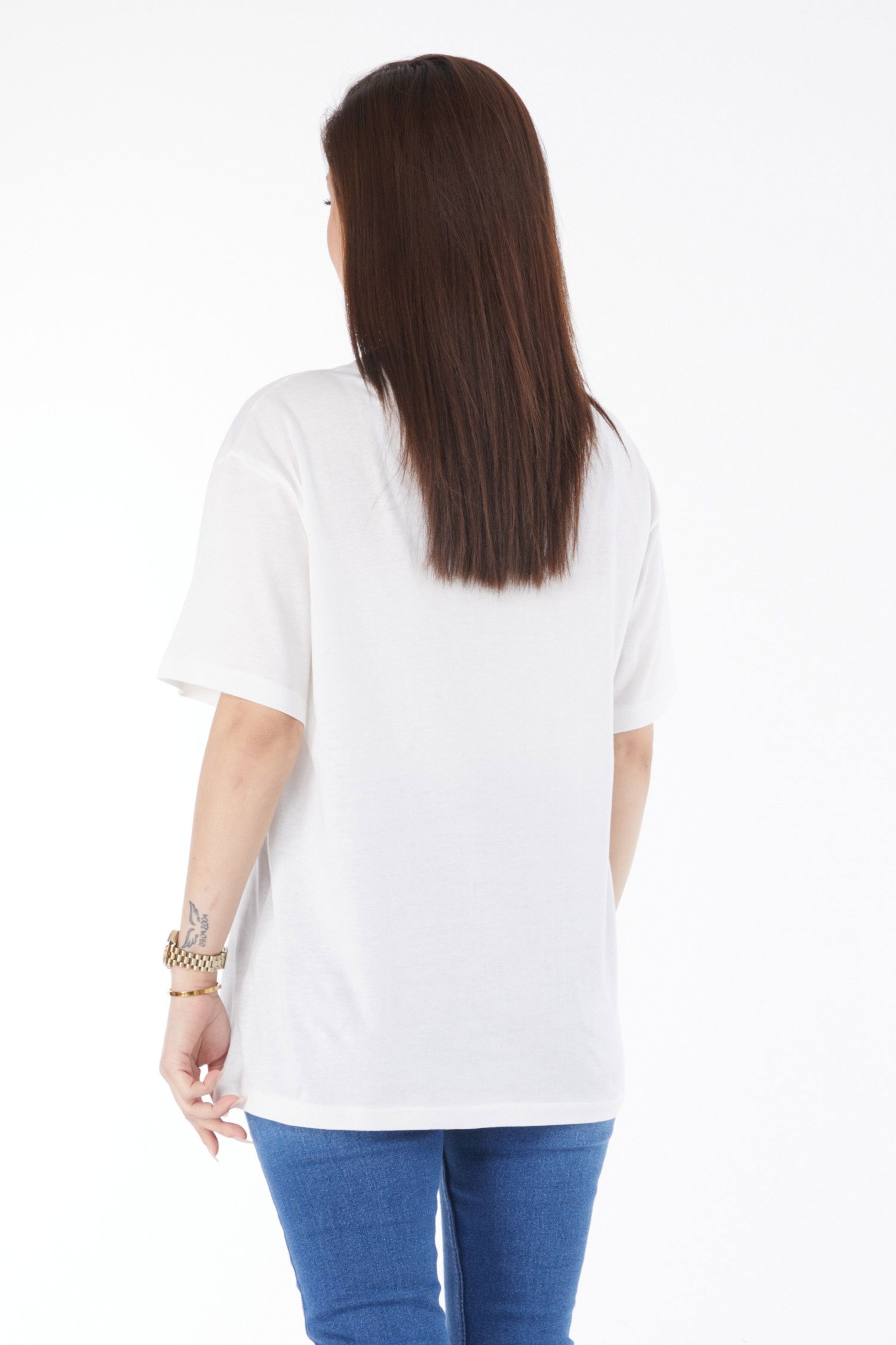 Kısa Kollu Baskılı T-shirt Ekru - 24650 - 5