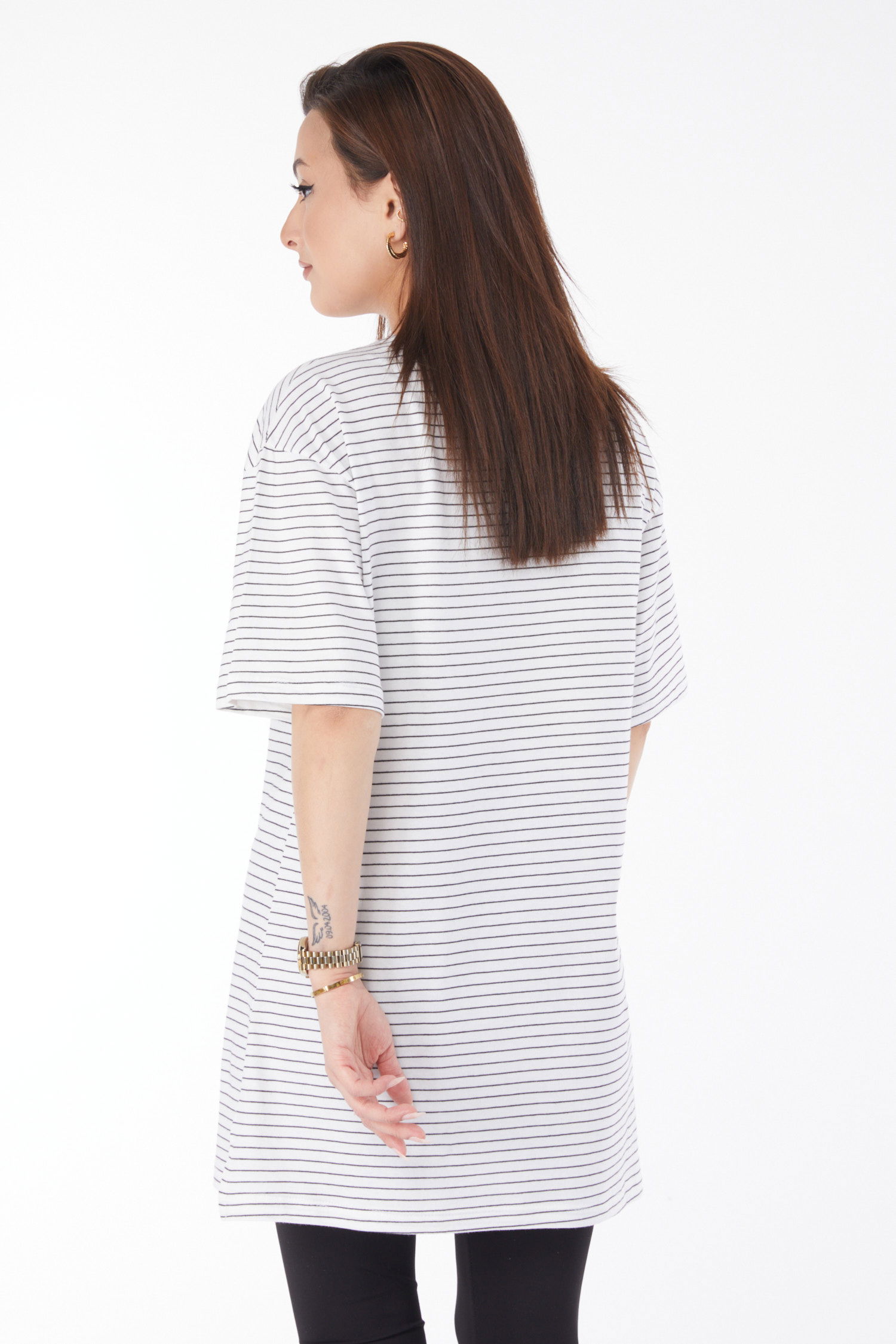 Kısa Kollu Çizgili T-shirt Beyaz - 24655 - 5