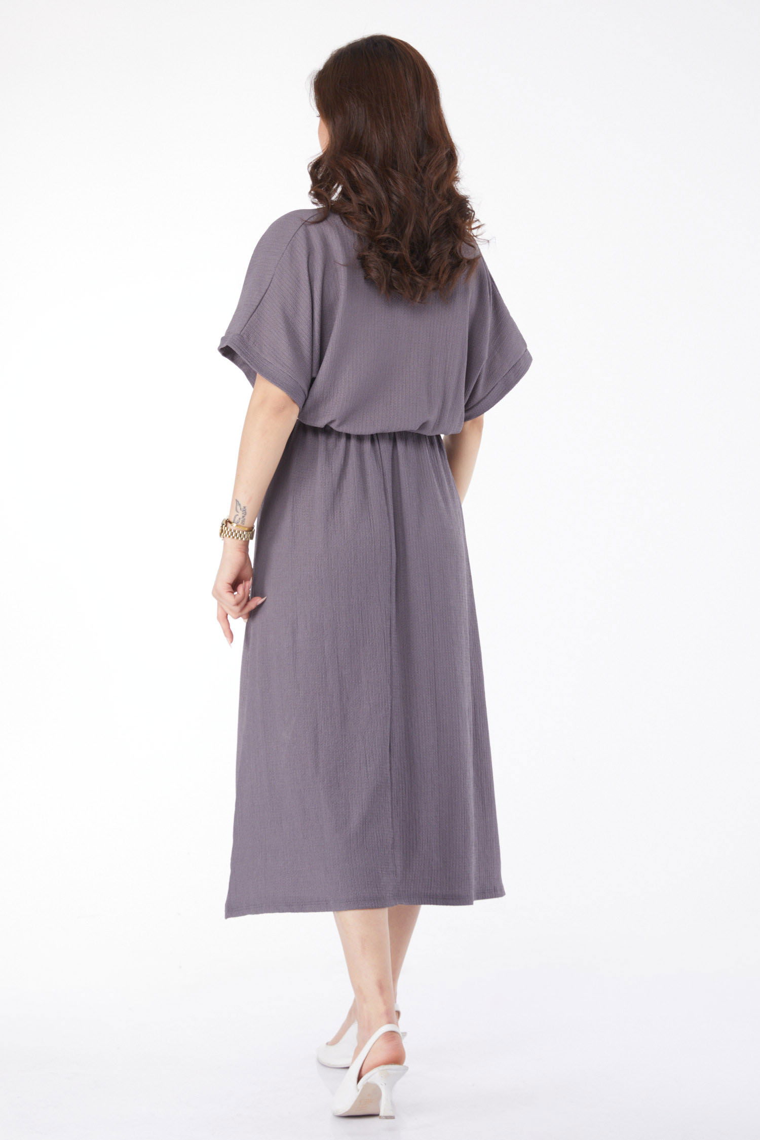 24660-FUME Kemerli Elbise - 6