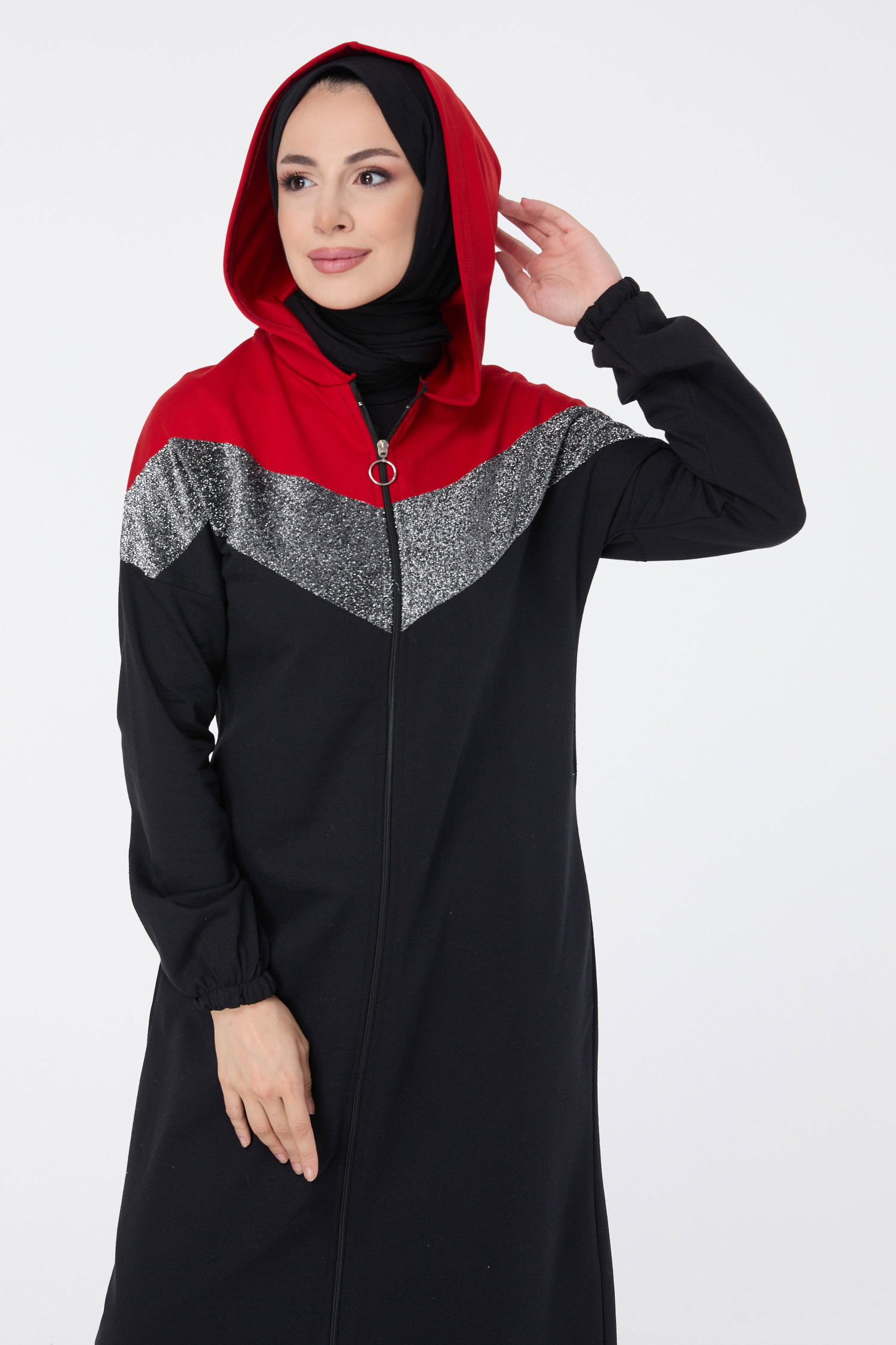 3088-SIYAH-KIRMIZI Ferace - 4