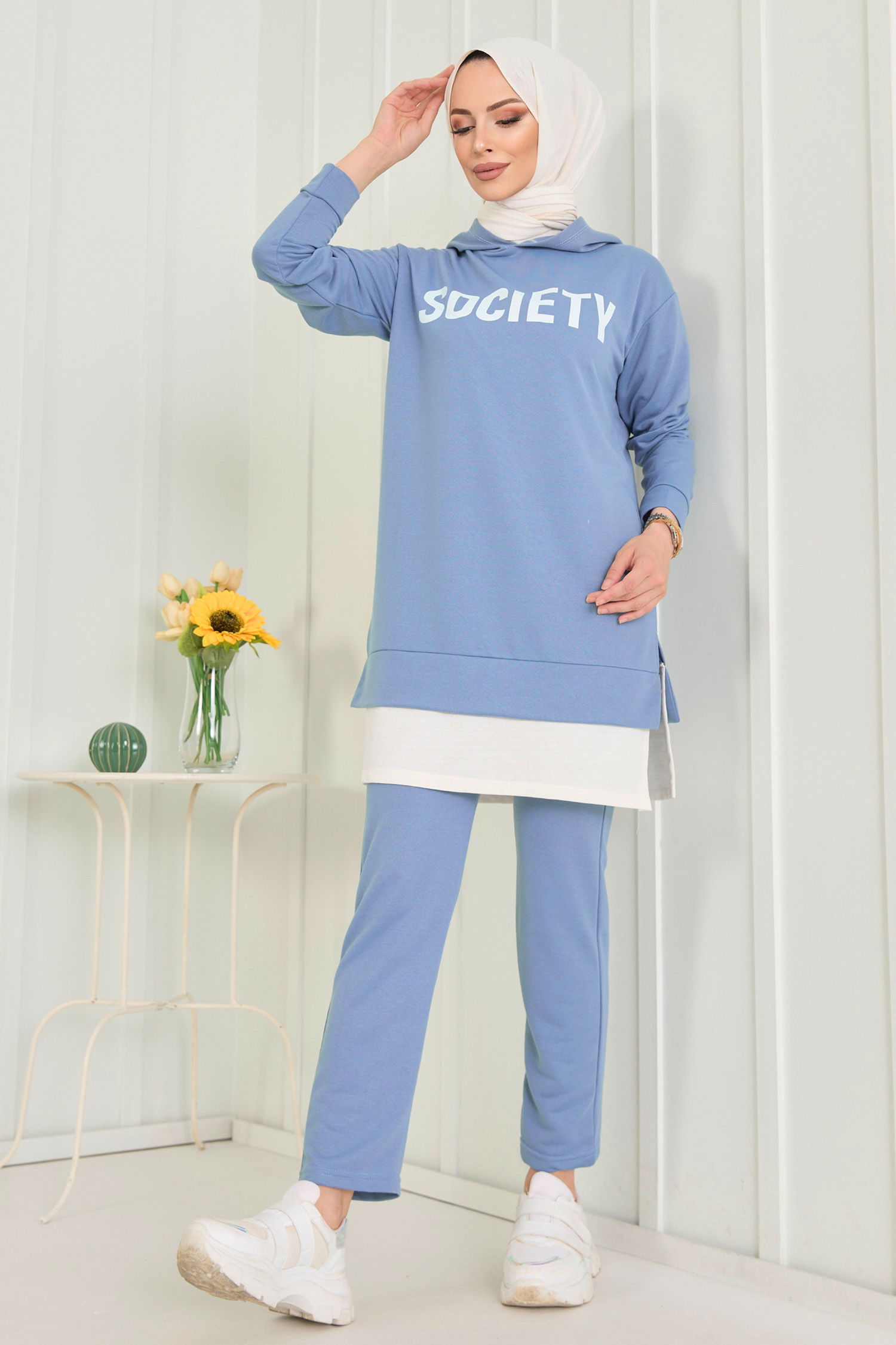 3553-INDIGO TUNIK PANTOLON - 1