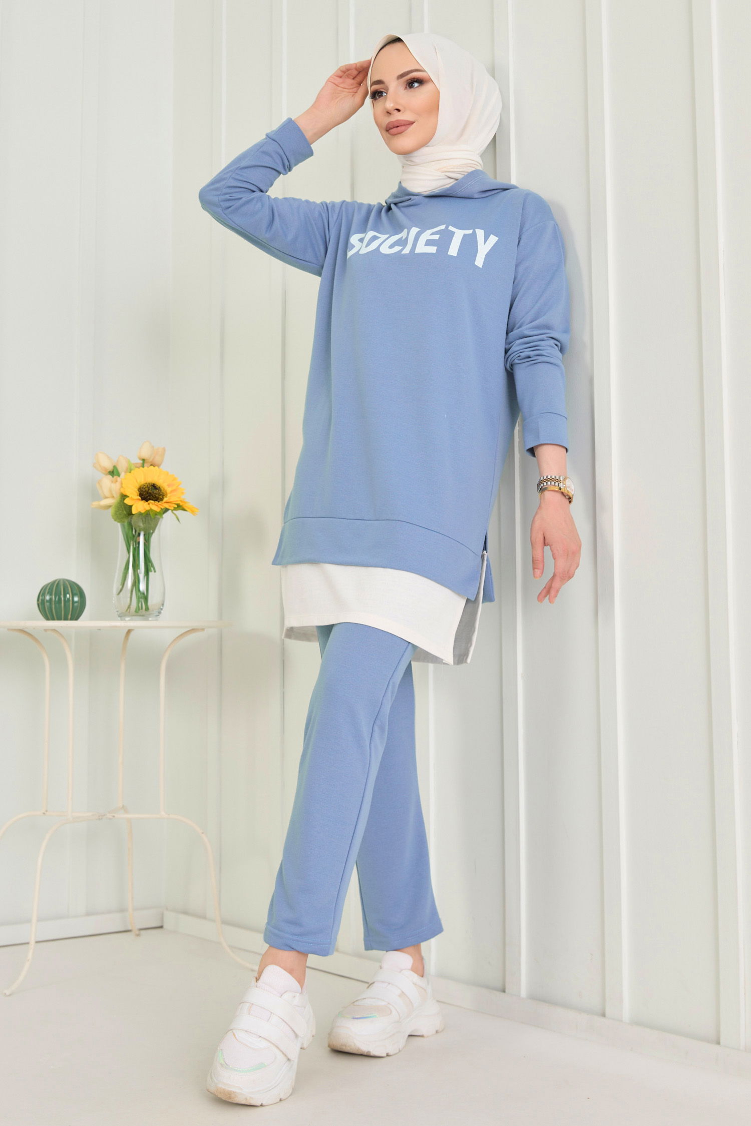 3553-INDIGO TUNIK PANTOLON - 2