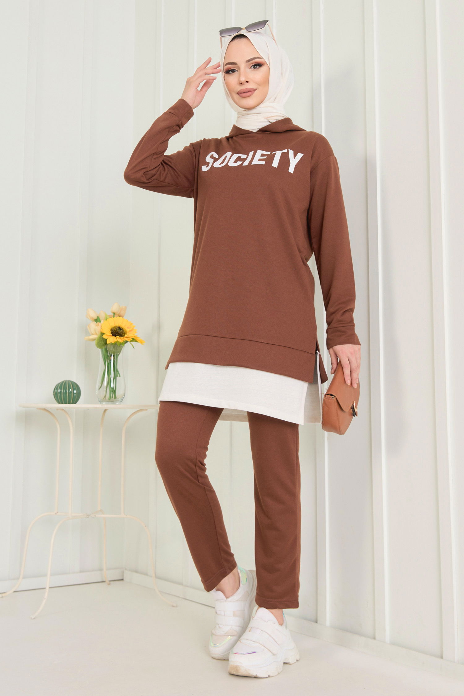 3553-KAHVE TUNIK PANTOLON - 3